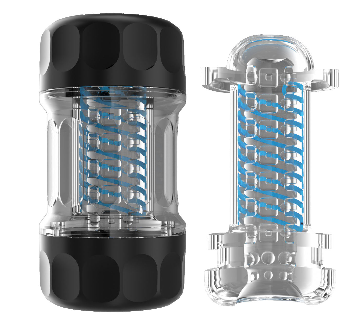 Galaku - Advanced Manual Spiral Male Masturbator Cup - Blue - Masturbator Resusable Cup (Non Vibration)