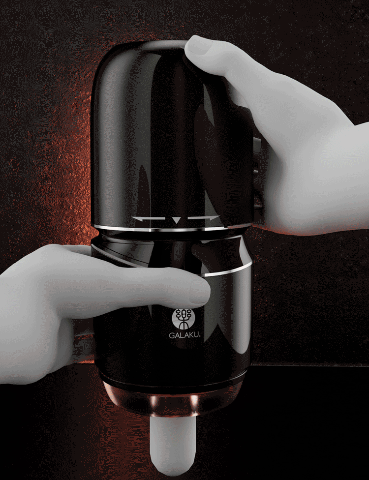 Galaku - Little Cannon Rotating Suck Vibrating App-Controlled Masturbator (Black) - Black - Masturbator Soft Stroker