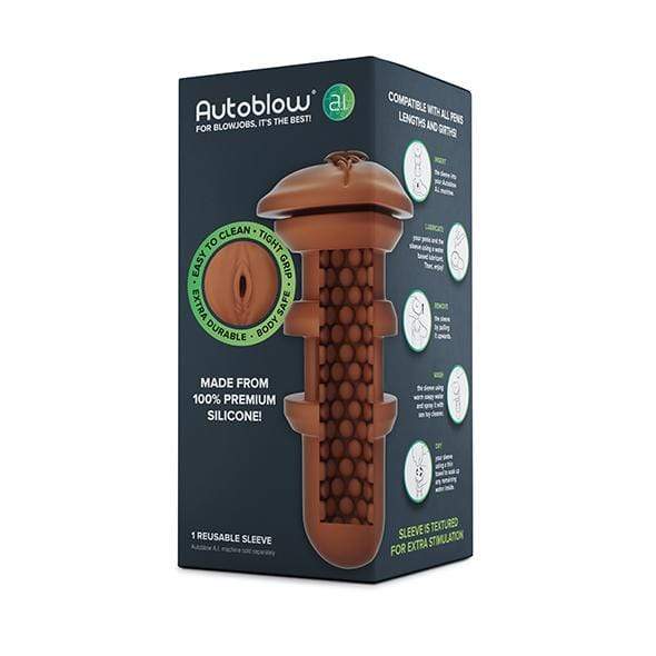 Autoblow - A.I Silicone Vagina Sleeve (Brown) Masturbator (Hands Free) AC Powered Durio Asia