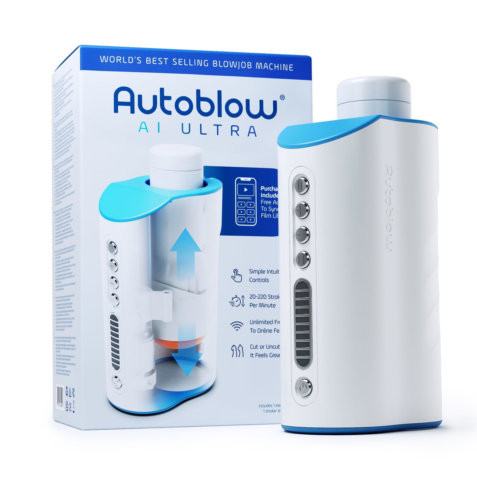 Autoblow - AI Ultra Machine Hands Free Masturbator (White) - White - Masturbator (Hands Free) AC Powered