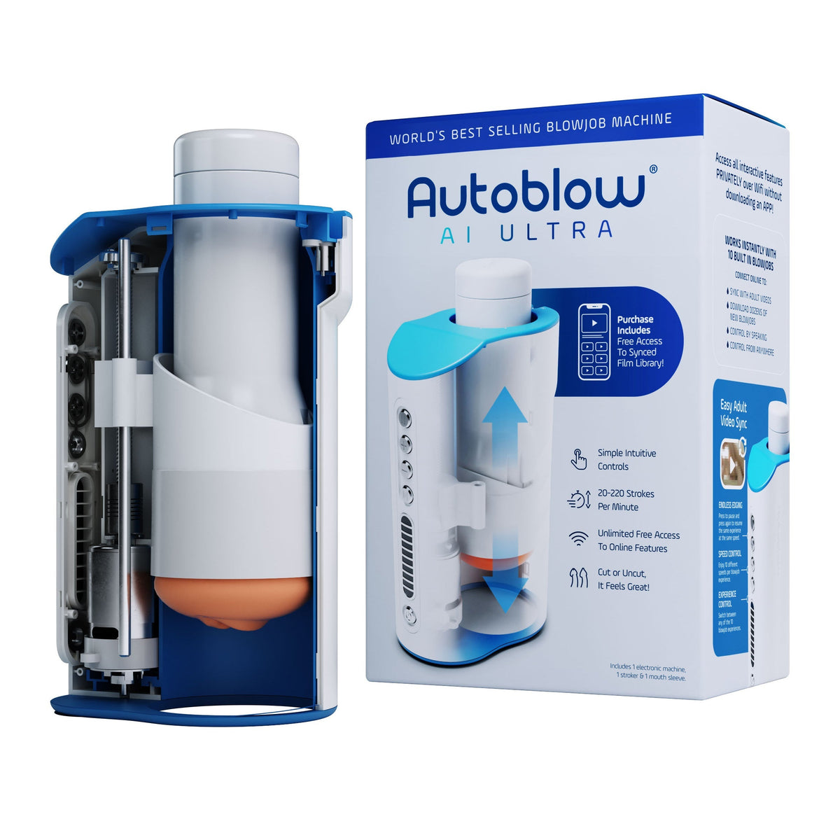Autoblow - AI Ultra Machine Hands Free Masturbator (White) - White - Masturbator (Hands Free) AC Powered