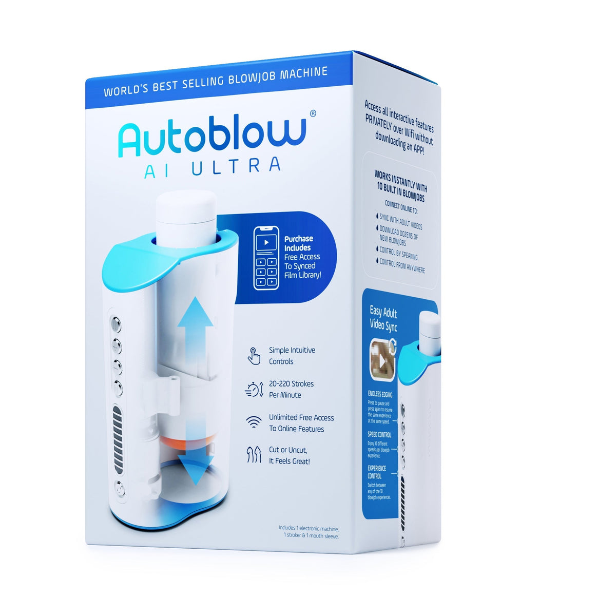 Autoblow - AI Ultra Machine Hands Free Masturbator (White) - White - Masturbator (Hands Free) AC Powered