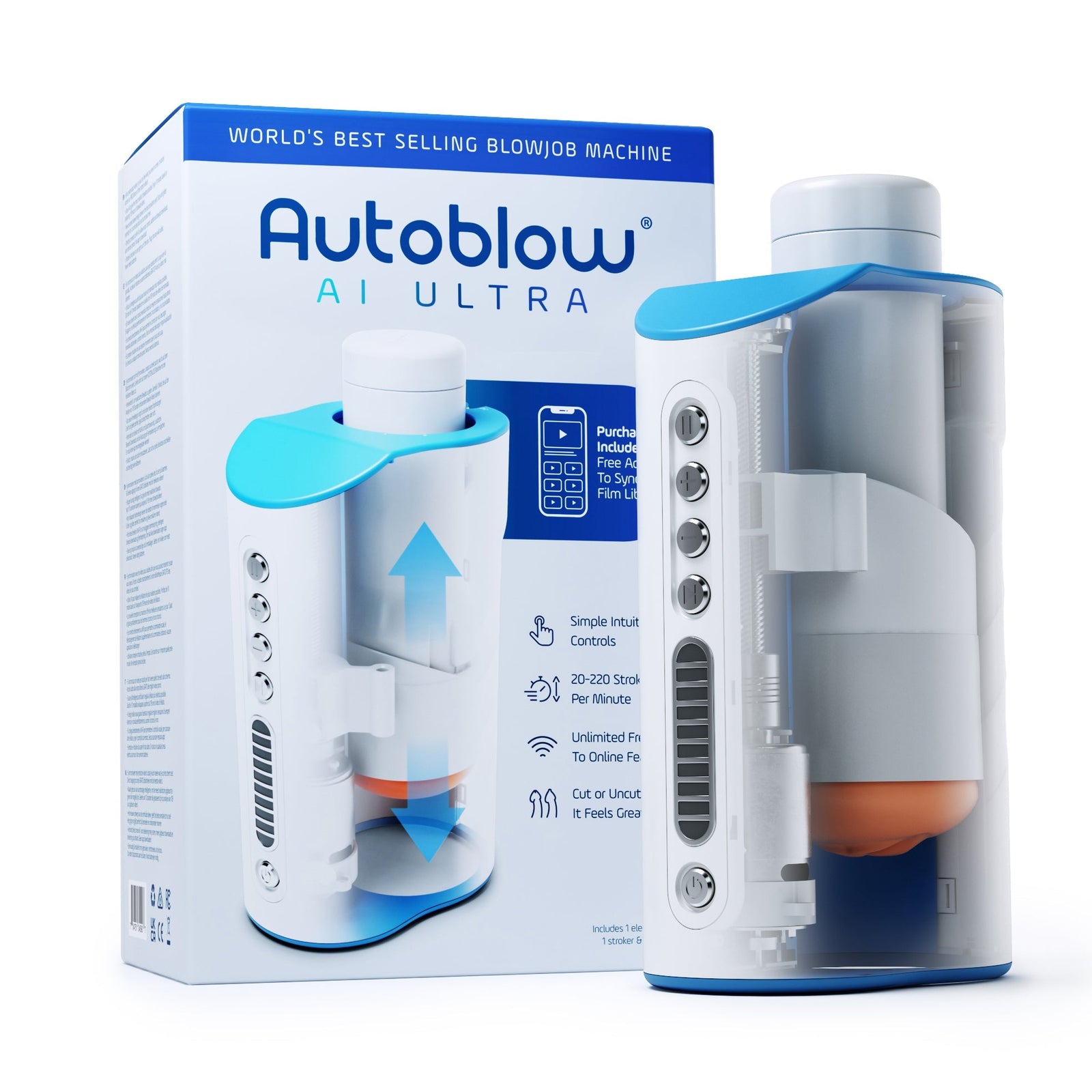 Autoblow - AI Ultra Machine Hands Free Masturbator (White) - White - Masturbator (Hands Free) AC Powered