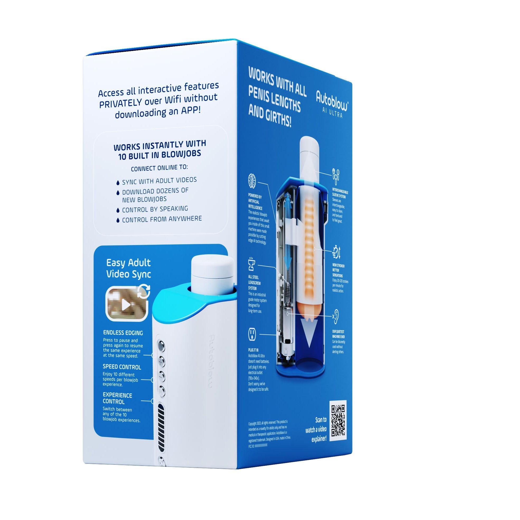 Autoblow - AI Ultra Machine Hands Free Masturbator (White) - White - Masturbator (Hands Free) AC Powered