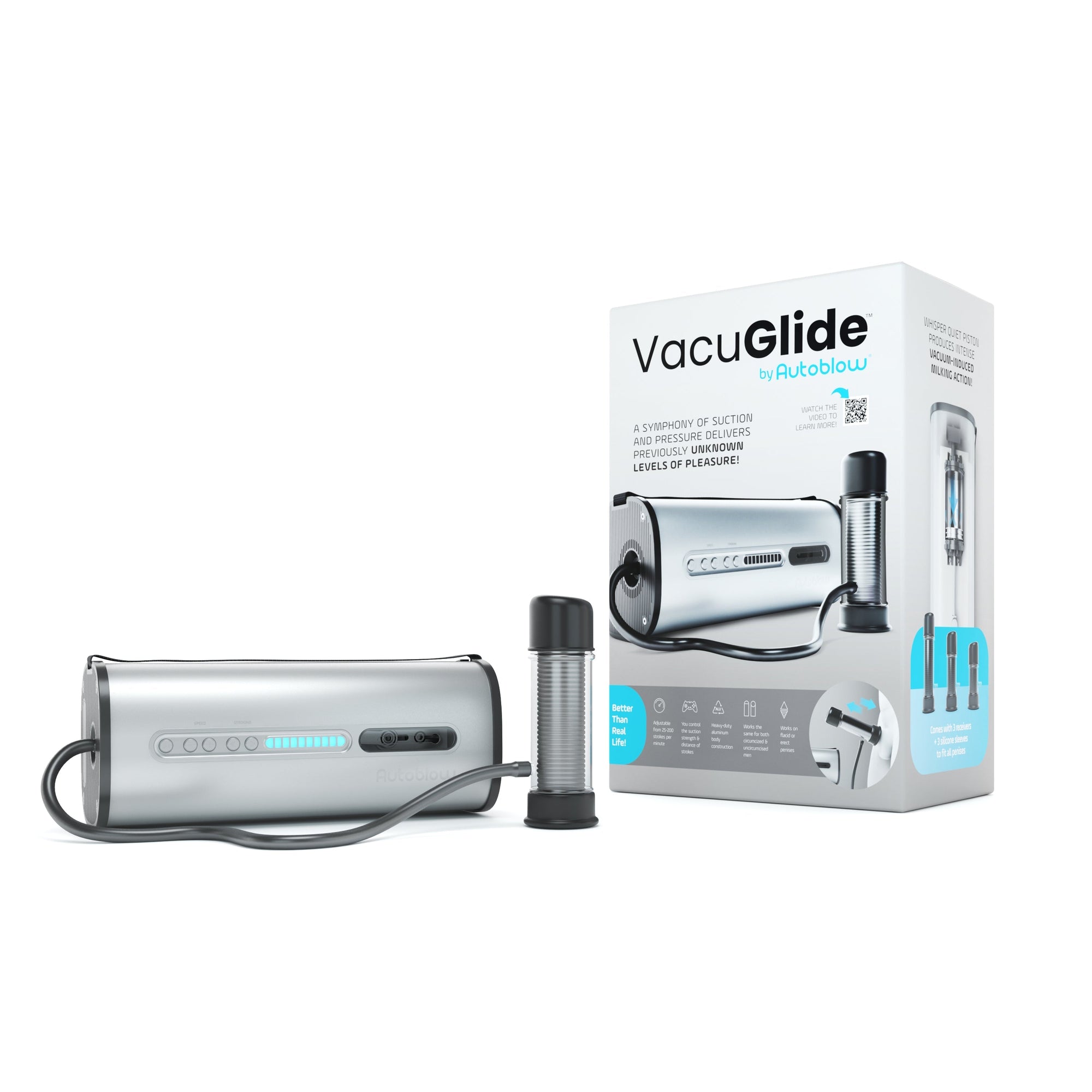 Autoblow - Vacuglide by Autoblow: Suction-Aided Milking Machine (Silver) - Silver - Masturbator (Hands Free) AC Powered