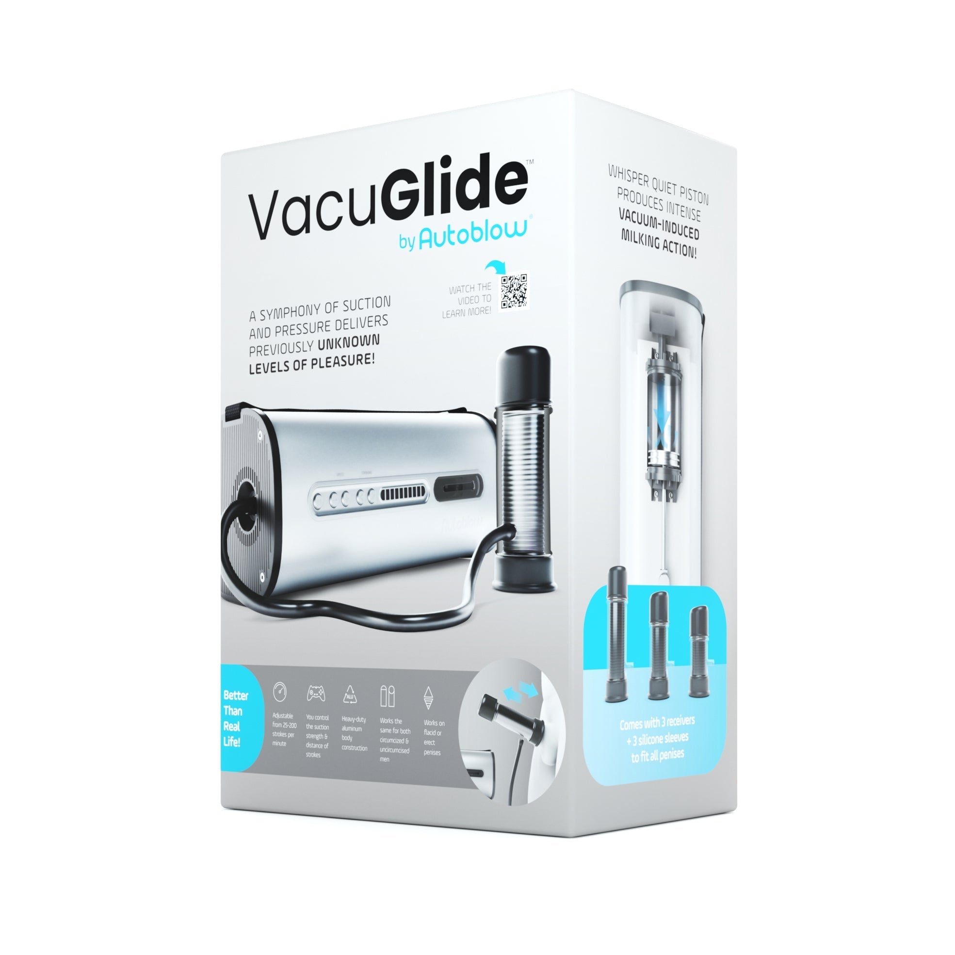 Autoblow - Vacuglide by Autoblow: Suction-Aided Milking Machine (Silver) - Silver - Masturbator (Hands Free) AC Powered