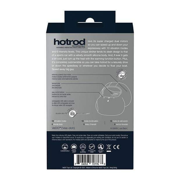 VeDO - Hot Rod Rechargeable Warming Masturbator (Just Black) Masturbator Soft Stroker (Vibration) Rechargeable 716053727763 CherryAffairs