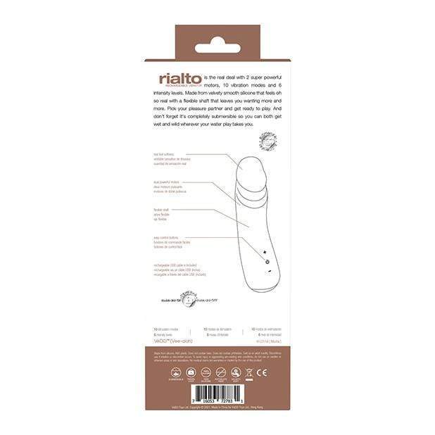 VeDO - Rialto Rechargeable Realistic Vibrator (Mocha) Realistic Dildo w/o suction cup (Vibration) Rechargeable 716053727831 CherryAffairs
