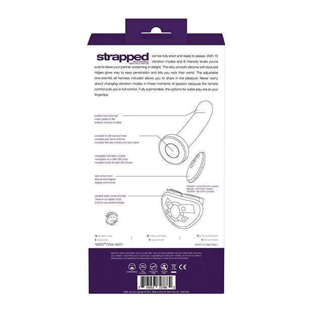 VeDO - Strapped Rechargeable Vibrating Strap On Dildo (Deep Purple) Strap On with Dildo for Reverse Insertion (Vibration) Rechargeable 716053727862 CherryAffairs