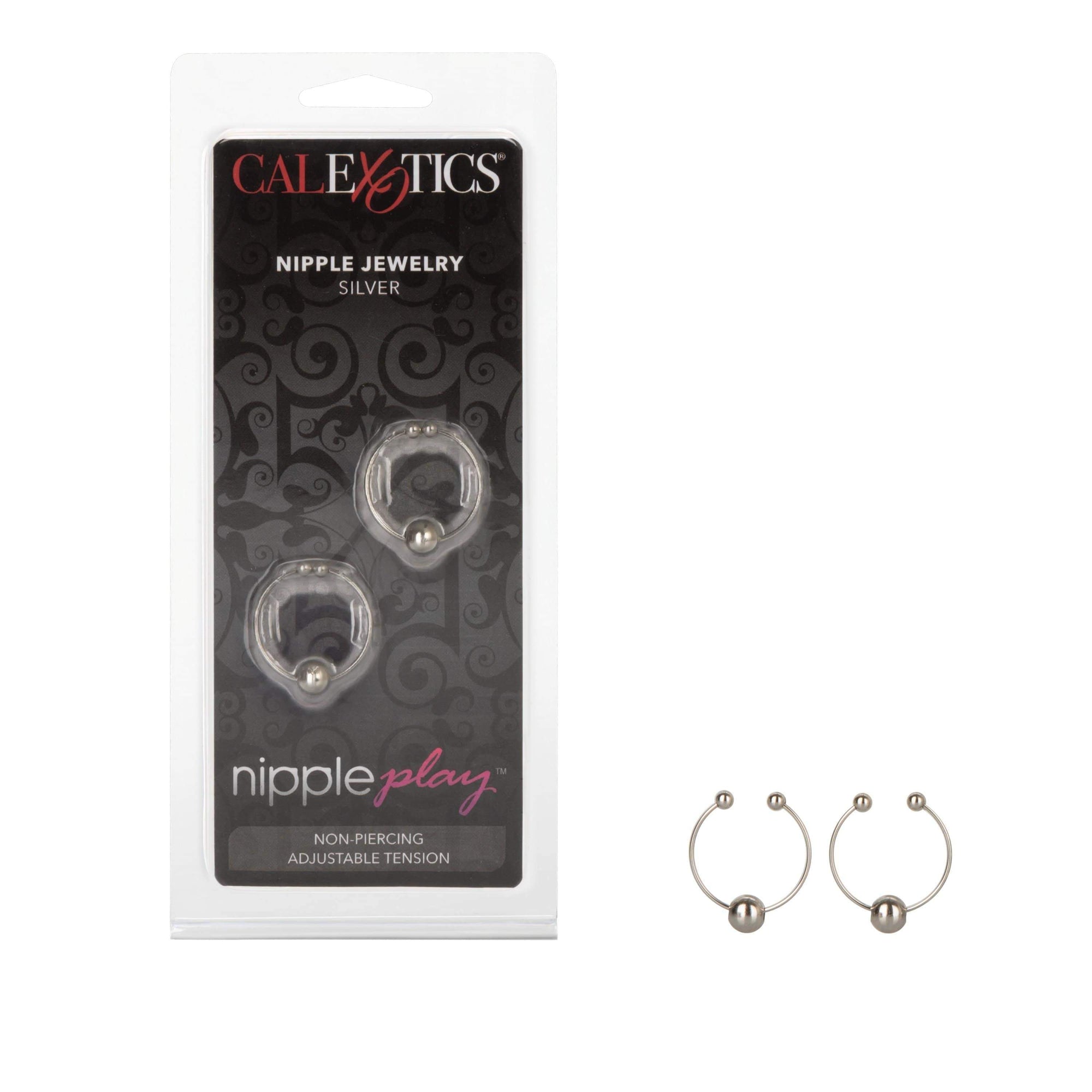 California Exotics - Nipple Play Nipple Jewelry Ring (Silver) Nipple Clamps (Non Vibration) 716770012913 CherryAffairs