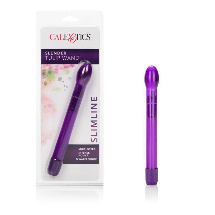 California Exotics - Slender Tulip Wand Slimline Vibrator (Purple) Non Realistic Dildo w/o suction cup (Vibration) Non Rechargeable Singapore