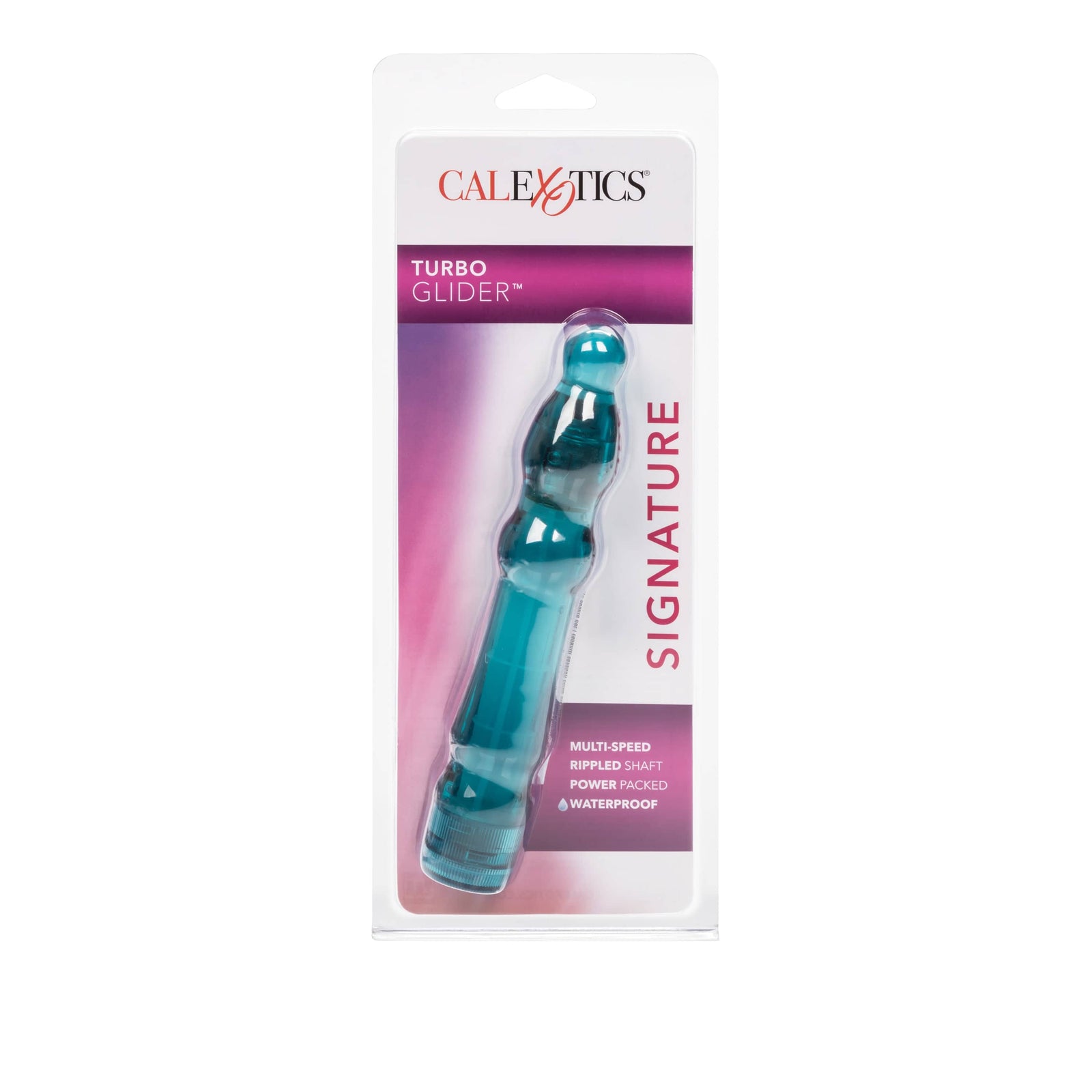 California Exotics - Signature Turbo Glider Vibrator (Blue) Non Realistic Dildo w/o suction cup (Vibration) Non Rechargeable 620083840 CherryAffairs
