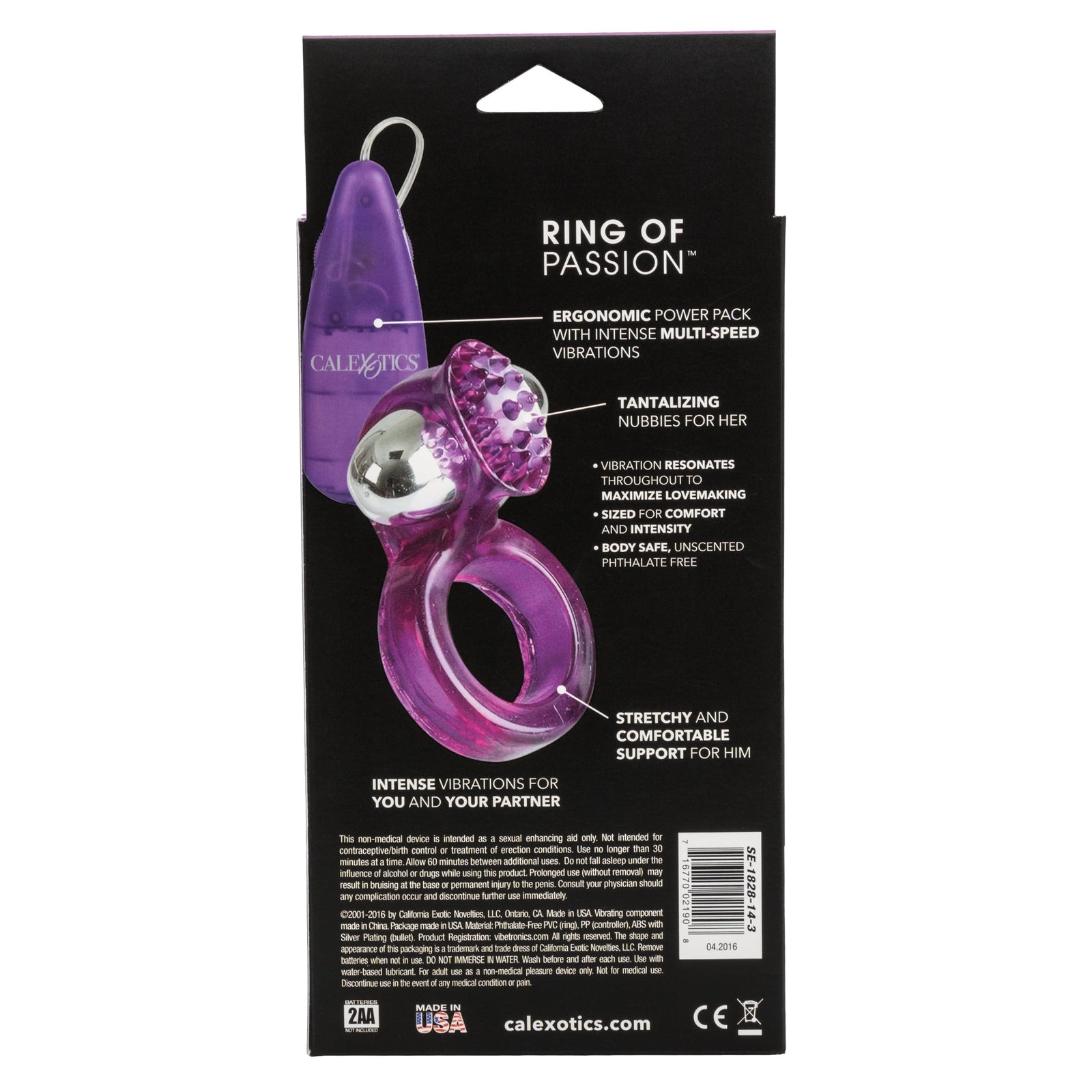 California Exotics - Ring Of Passion Remote Control Cock Ring (Purple) Remote Control Cock Ring (Vibration) Non Rechargeable 620081845 CherryAffairs
