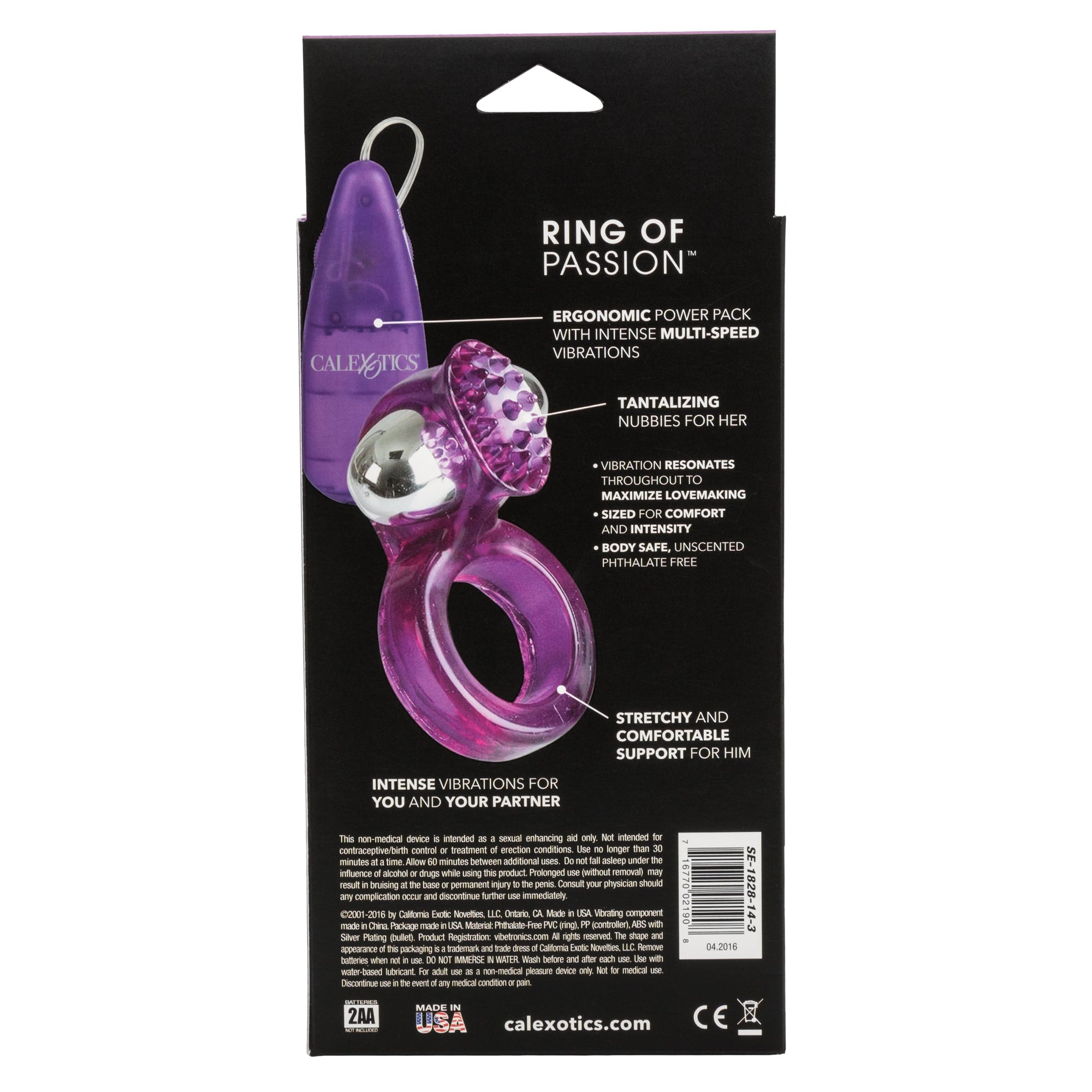 California Exotics - Ring Of Passion Remote Control Cock Ring (Purple) Remote Control Cock Ring (Vibration) Non Rechargeable 620081845 CherryAffairs