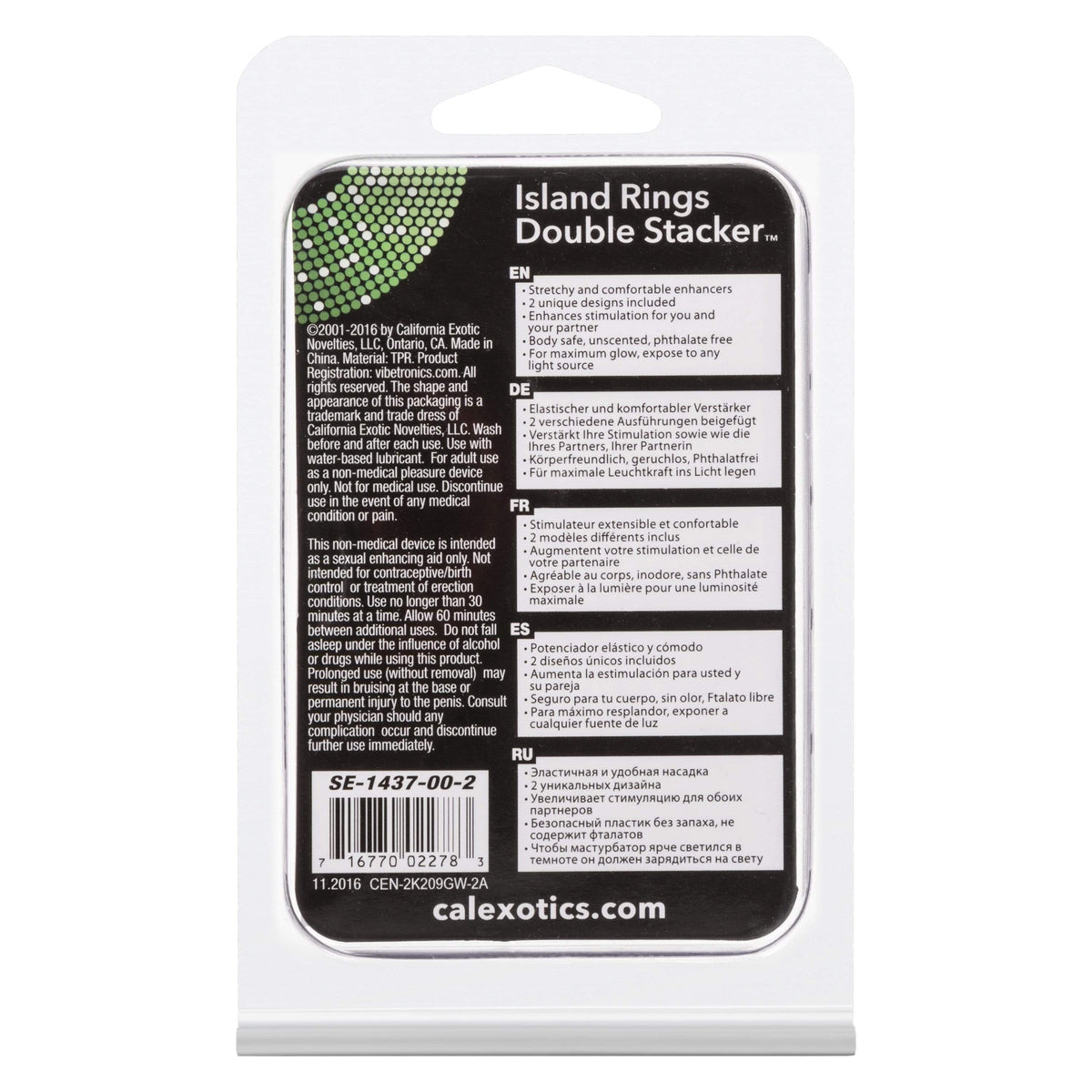 California Exotics - Island Rings Double Stacker Cock Ring (White) Cock Ring (Non Vibration) 716770022783 CherryAffairs