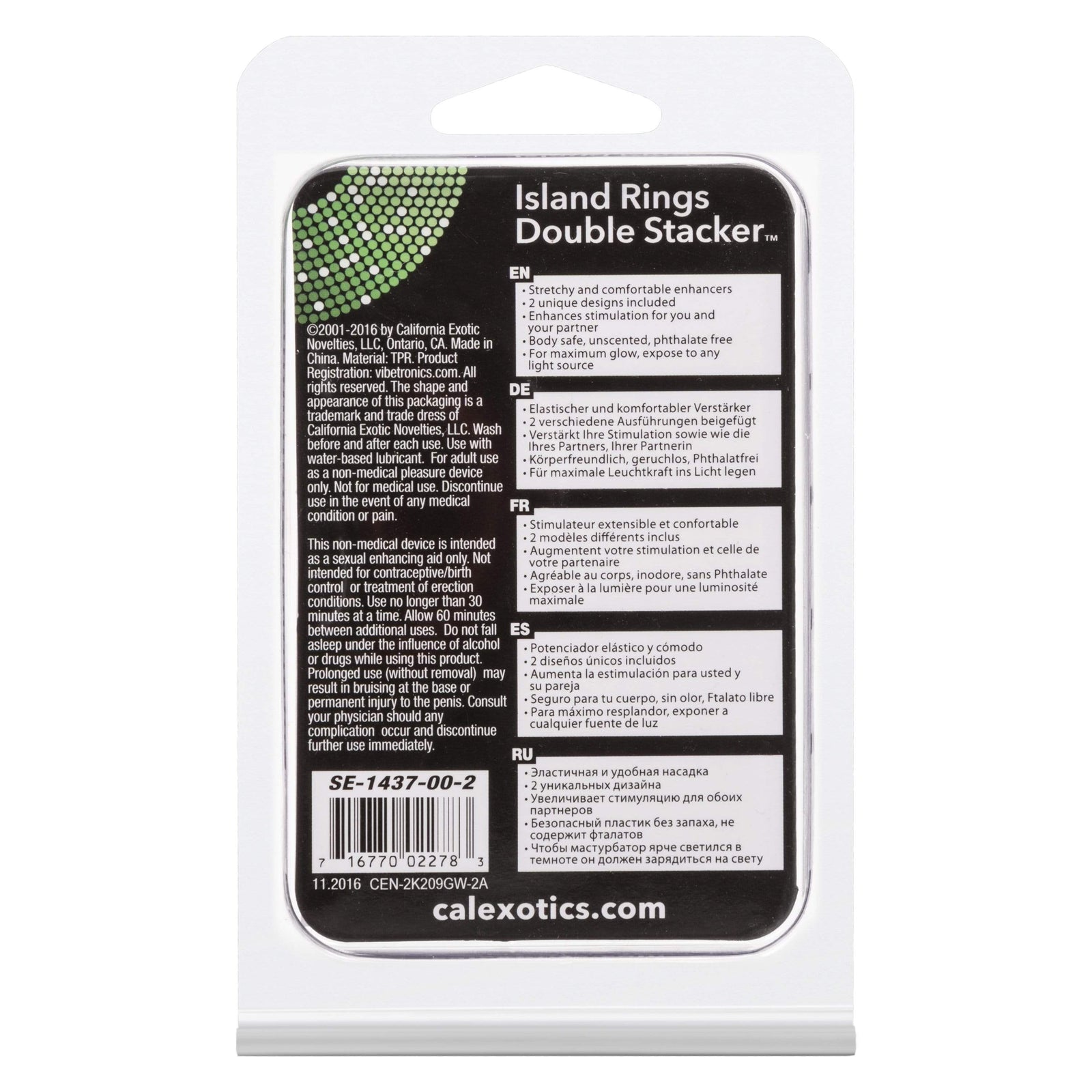 California Exotics - Island Rings Double Stacker Cock Ring (White) Cock Ring (Non Vibration) 716770022783 CherryAffairs