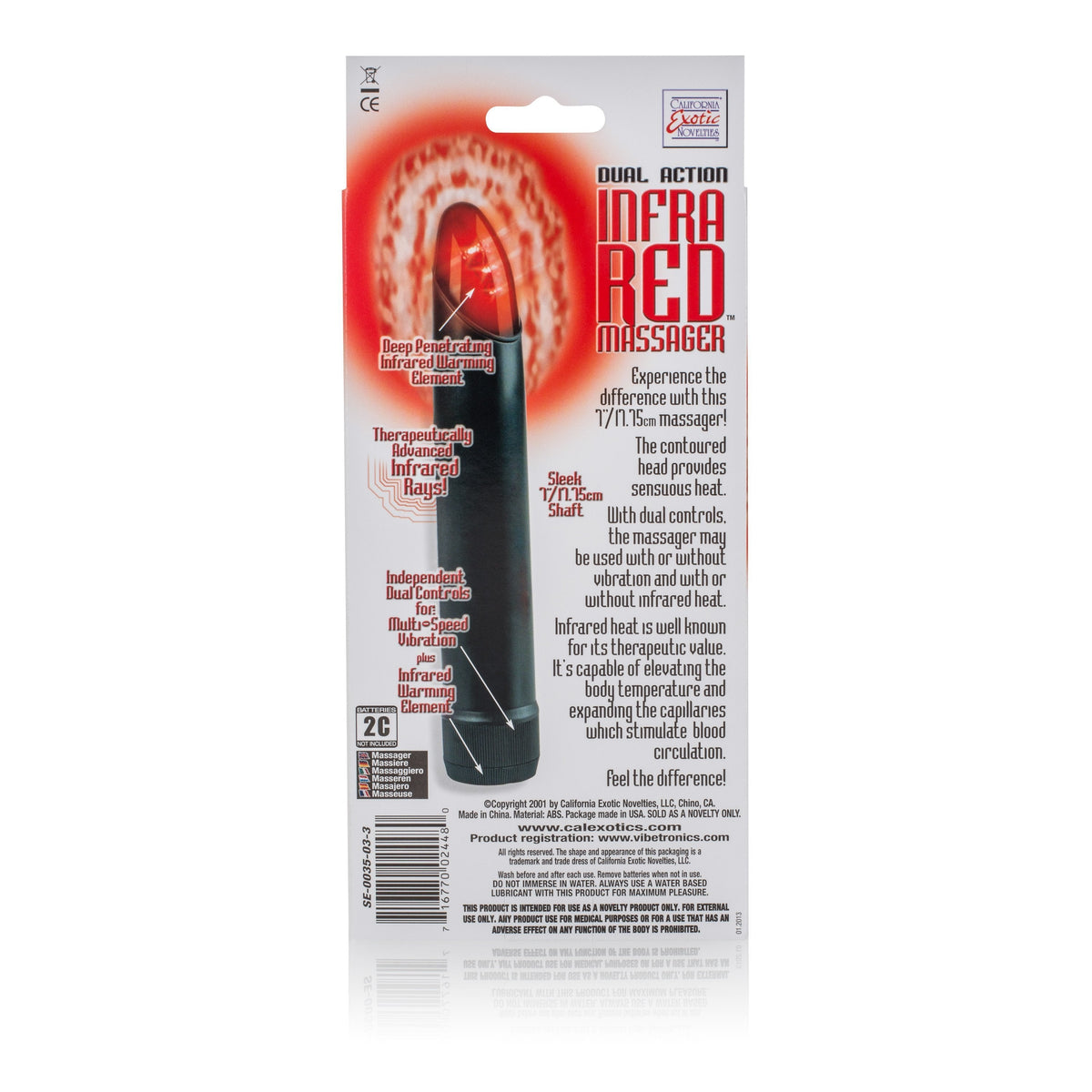 California Exotics - Dual Action Infrared Massager Vibrator (Black) Non Realistic Dildo w/o suction cup (Vibration) Non Rechargeable Singapore