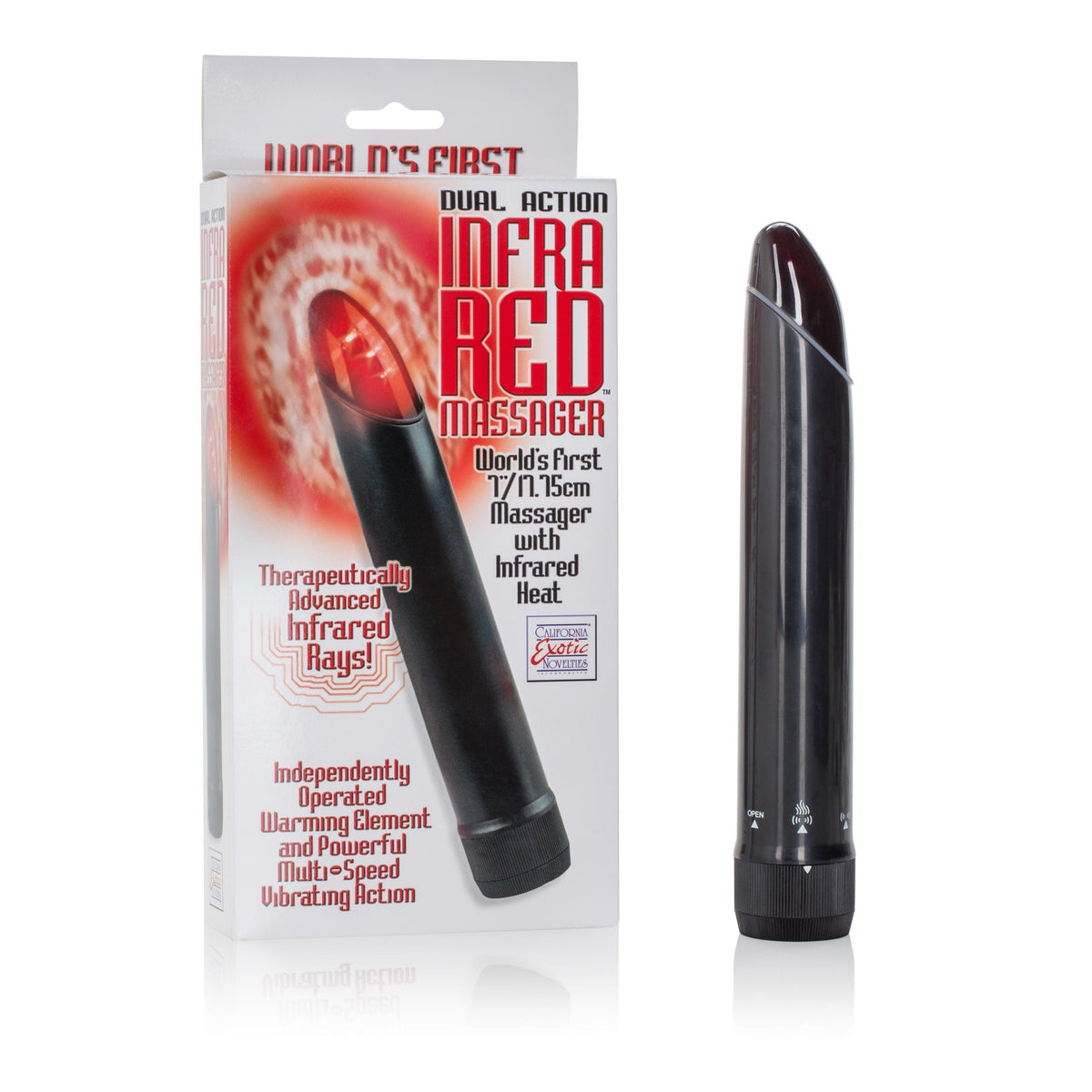California Exotics - Dual Action Infrared Massager Vibrator (Black) Non Realistic Dildo w/o suction cup (Vibration) Non Rechargeable Durio Asia