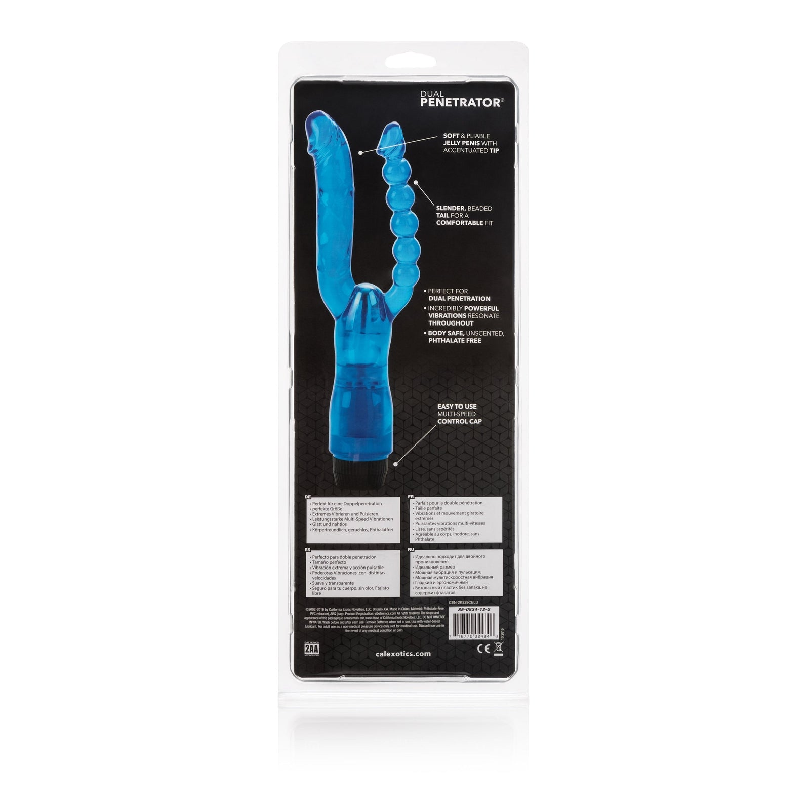 California Exotics - Dual Penetrator Vibrator (Blue) Realistic Dildo w/o suction cup (Vibration) Non Rechargeable Singapore