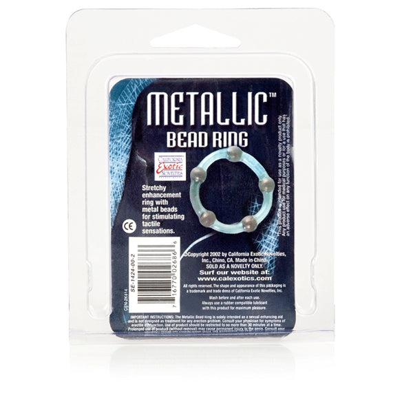 California Exotics - Metallic Bead Cock Ring - White - Silicone Cock Ring (Non Vibration)