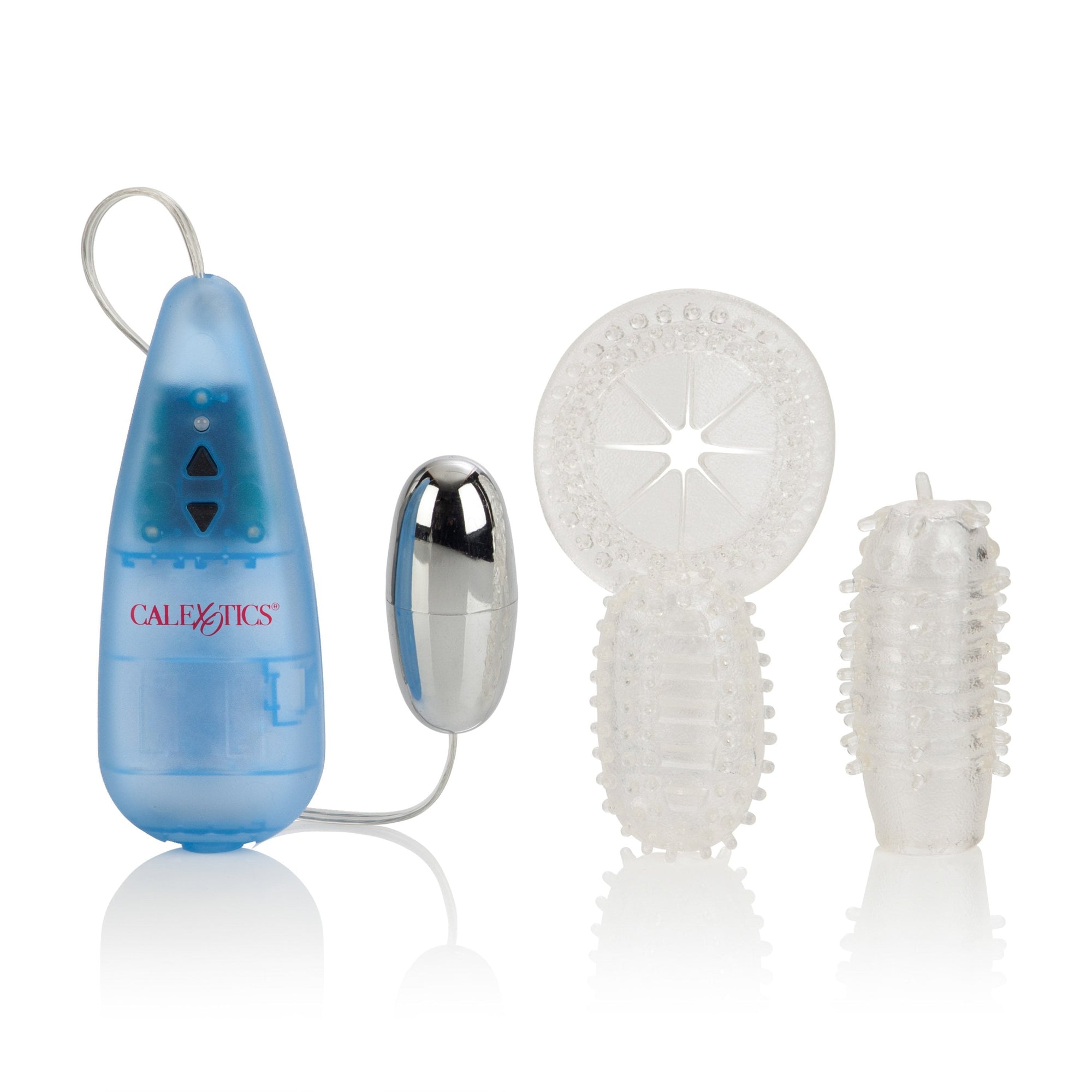 California Exotics - Elite 5X 5 Function Vibro-Ring with Tickler (Blue) Remote Control Couple's Massager (Vibration) Non Rechargeable Singapore