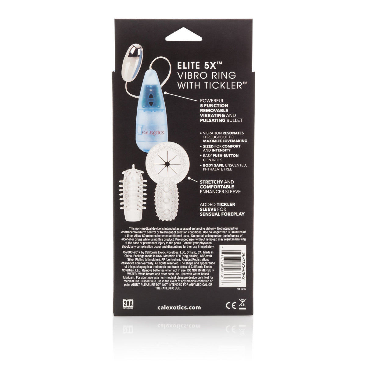 California Exotics - Elite 5X 5 Function Vibro-Ring with Tickler (Blue) Remote Control Couple's Massager (Vibration) Non Rechargeable Singapore