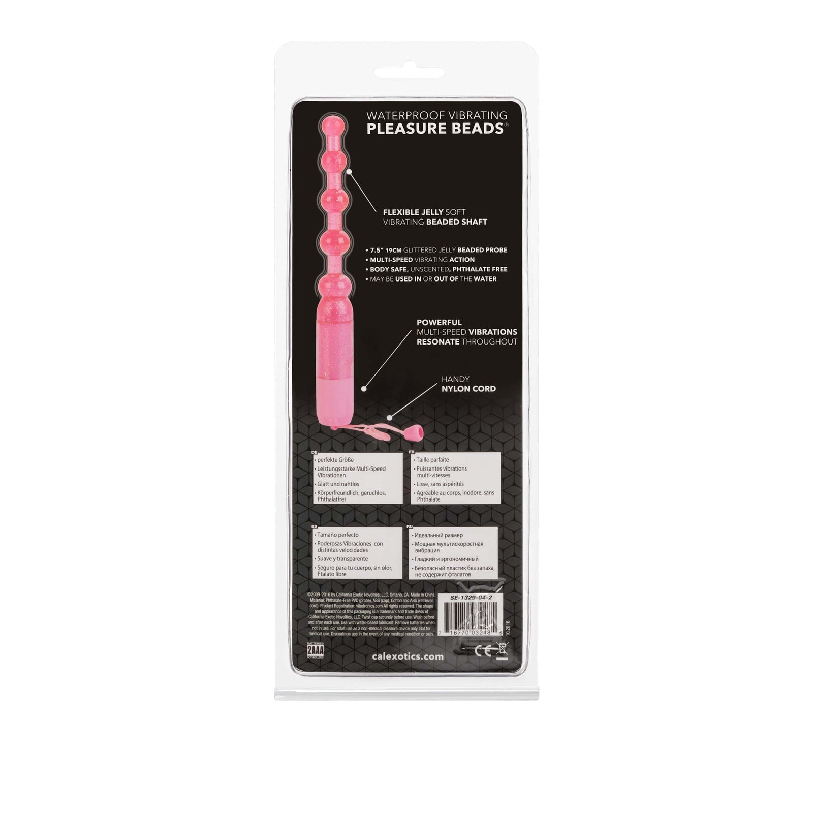 California Exotics - Waterproof Vibrating Pleasure Anal Beads (Pink) Anal Beads (Vibration) Non Rechargeable 620084708 CherryAffairs
