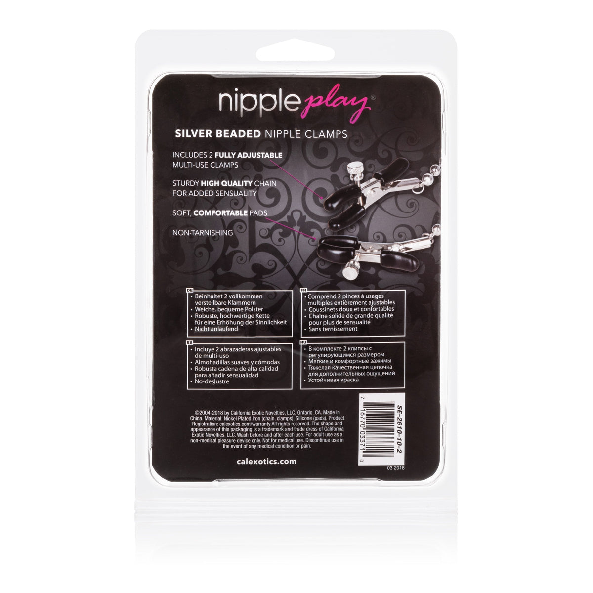 California Exotics - Nipple Play Silver Beaded Nipple Clamps (Silver) Nipple Clamps (Non Vibration) Singapore