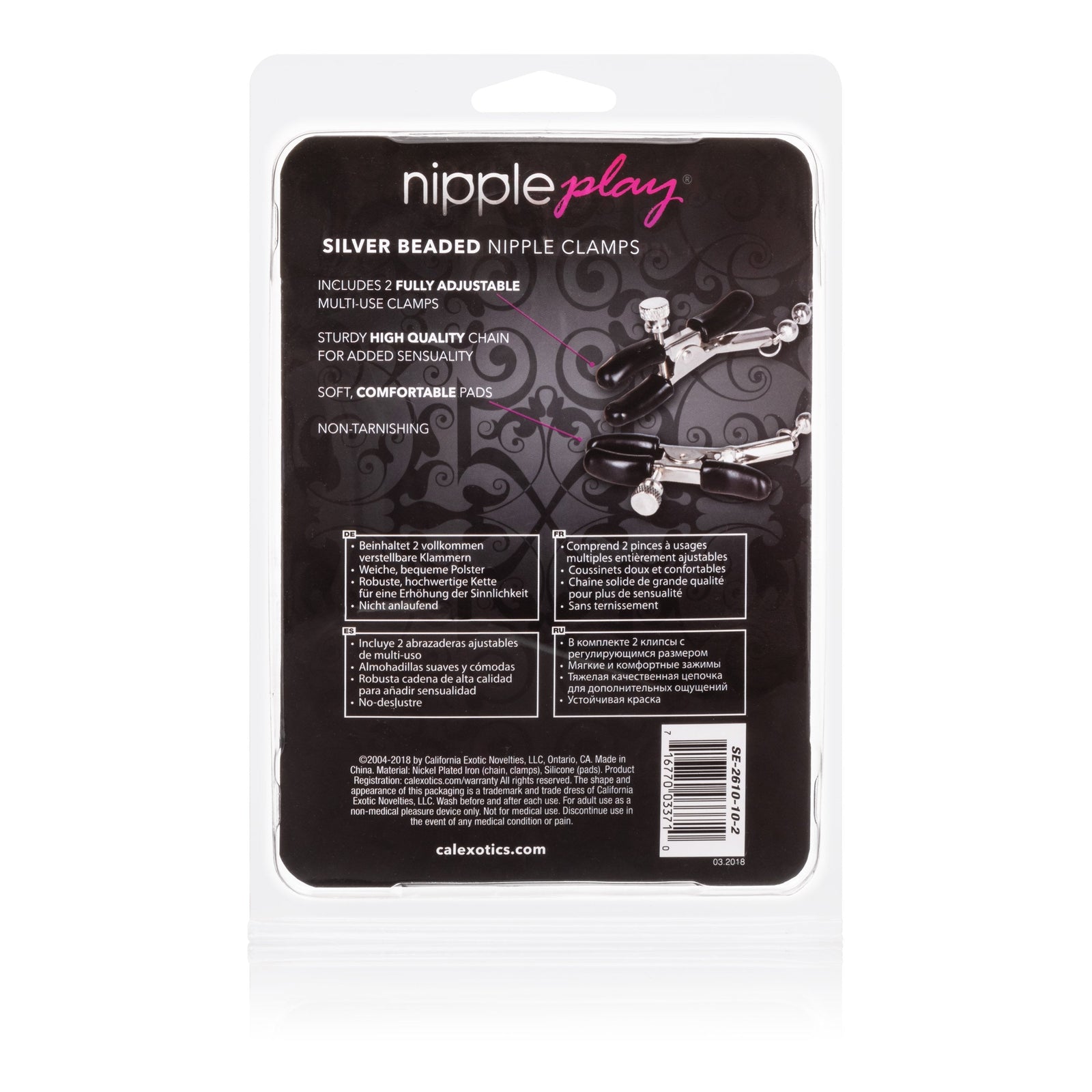California Exotics - Nipple Play Silver Beaded Nipple Clamps (Silver) Nipple Clamps (Non Vibration) Singapore