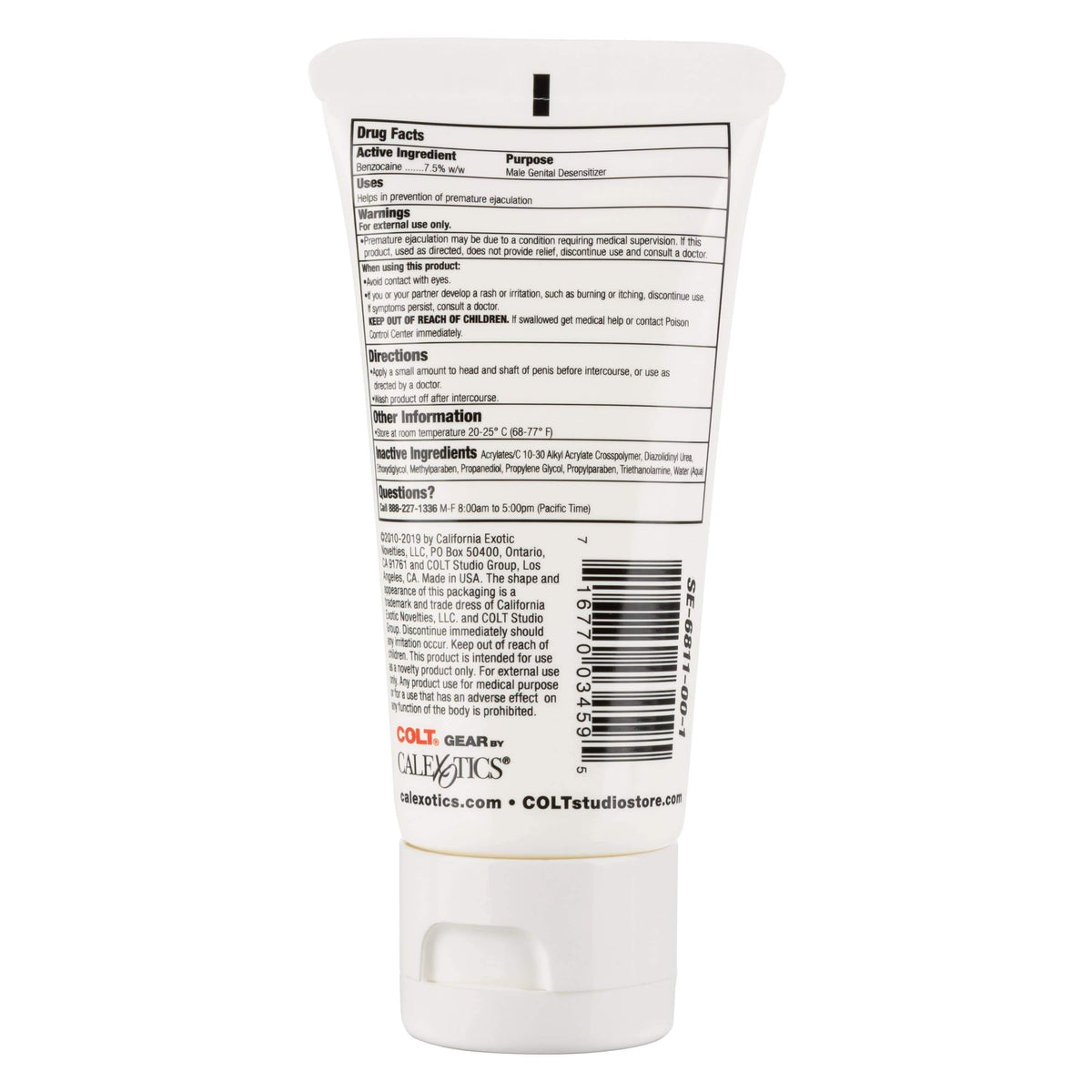 California Exotics - COLT Sta Hard Male Genital Desensitizer Cream 2oz Delayer 716770034588 CherryAffairs