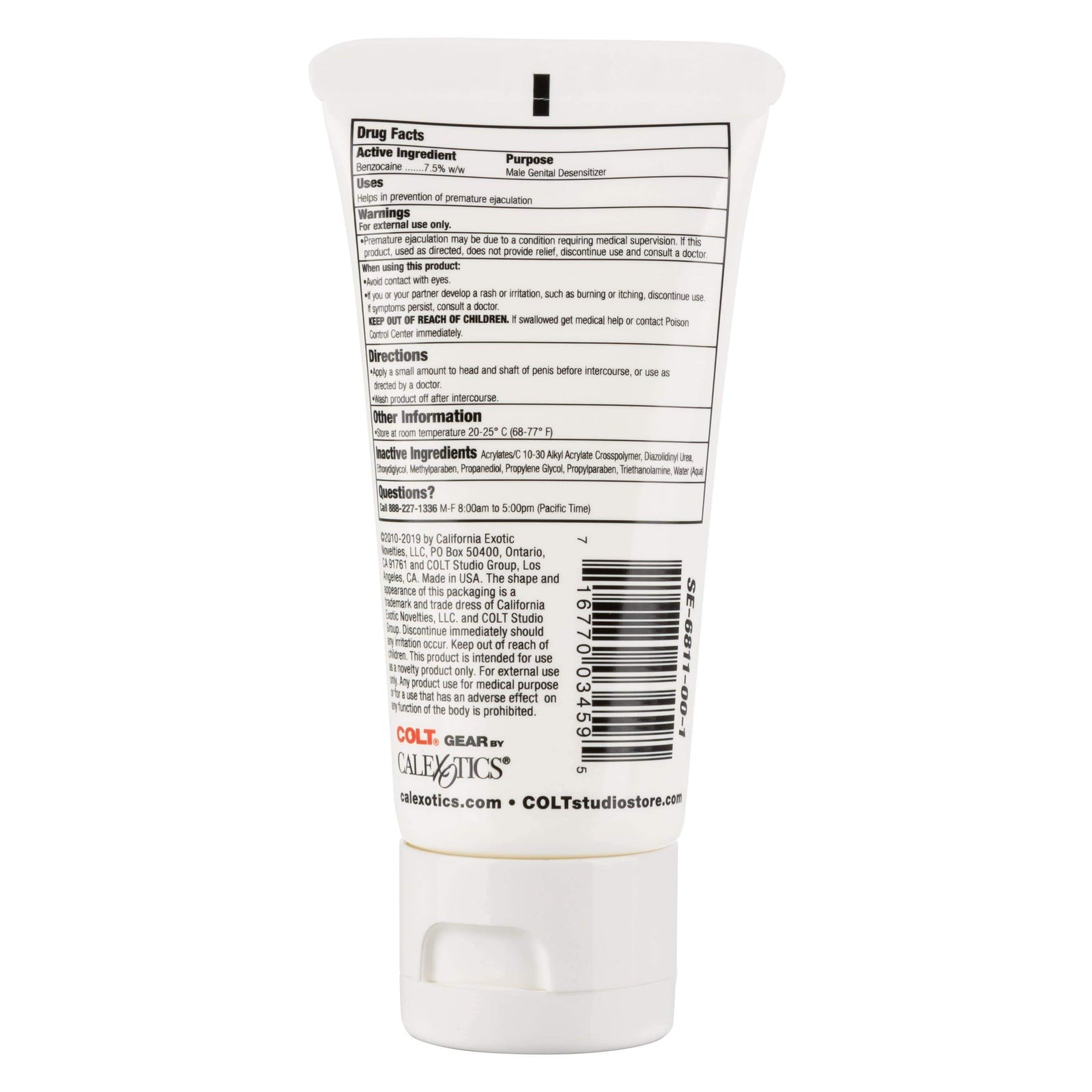 California Exotics - COLT Sta Hard Male Genital Desensitizer Cream 2oz Delayer 716770034588 CherryAffairs