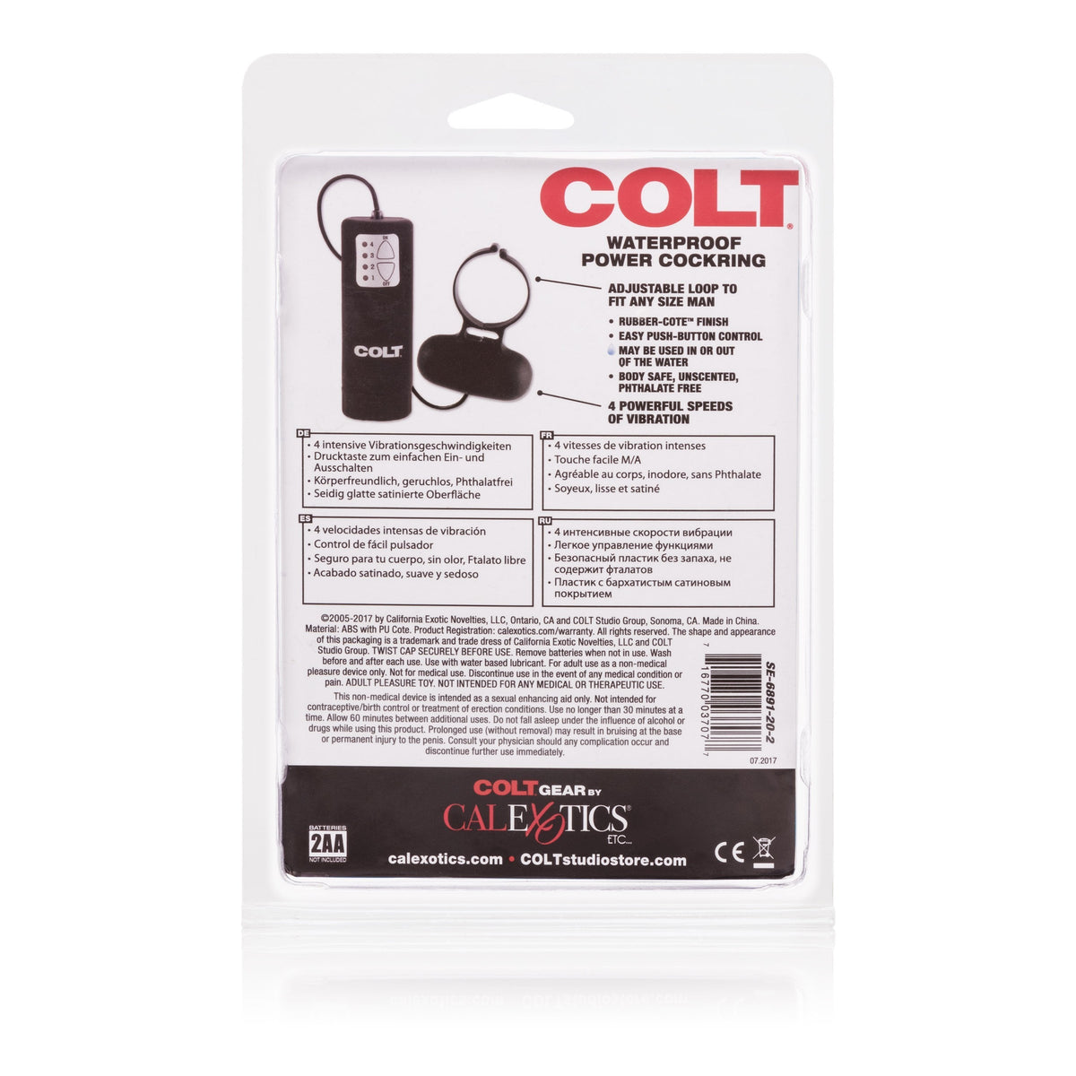 California Exotics - COLT Waterproof Power Cock Ring (Black) Remote Control Cock Ring (Vibration) Non Rechargeable Singapore