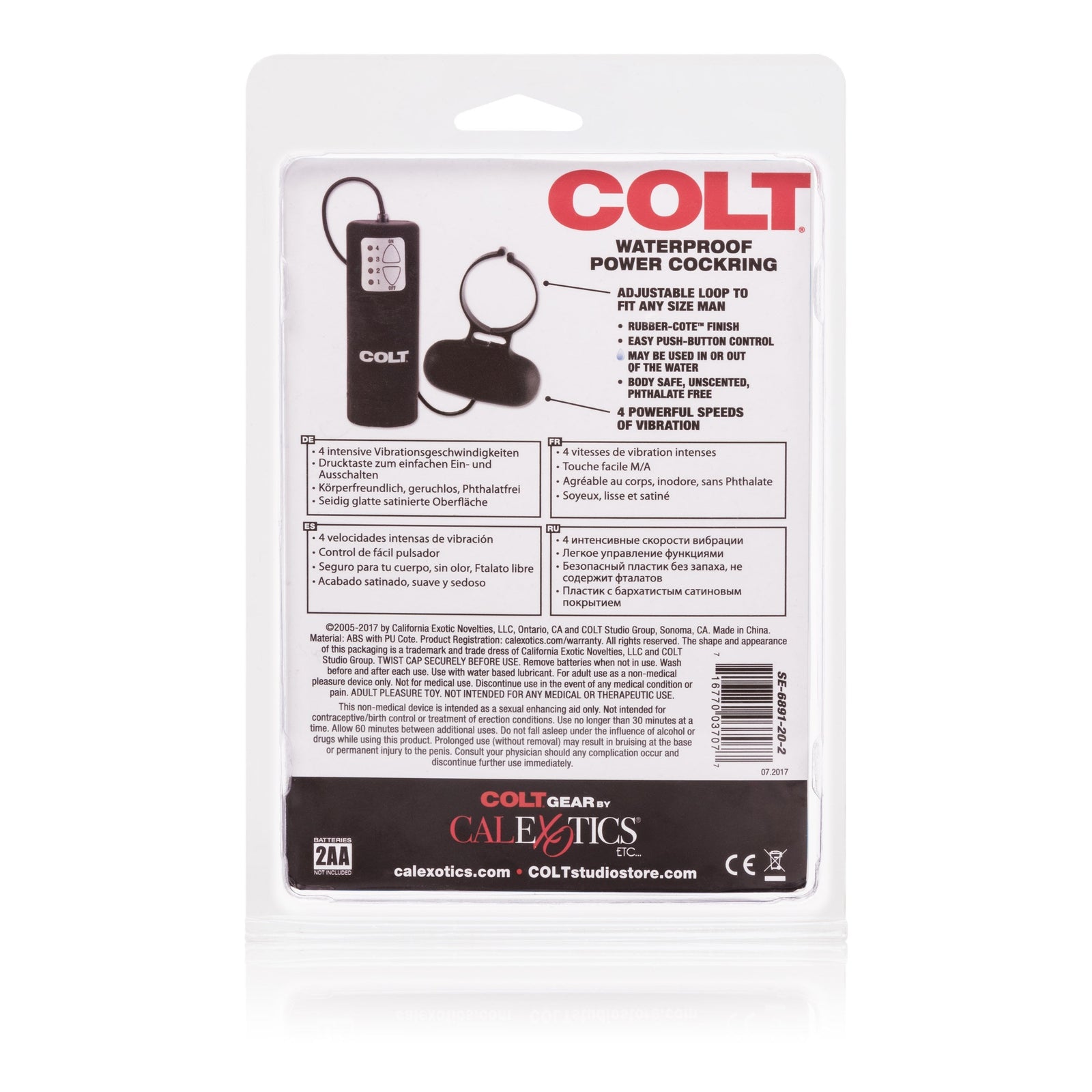 California Exotics - COLT Waterproof Power Cock Ring (Black) Remote Control Cock Ring (Vibration) Non Rechargeable Singapore