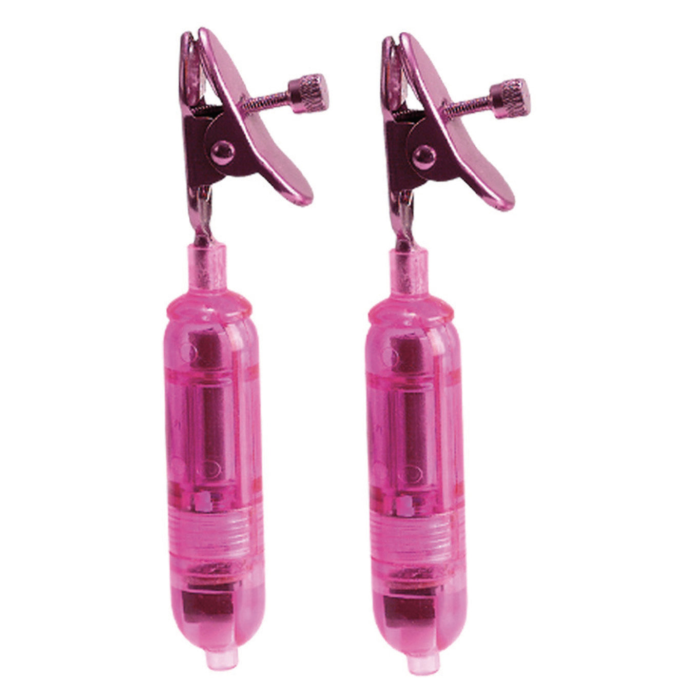 California Exotics - Nipple Play One Touch Micro Vibro Clamps - Purple - Nipple Clamps (Vibration) Non Rechargeable