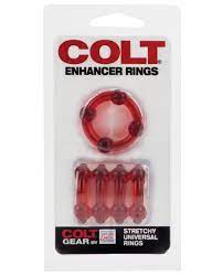 California Exotics - COLT Enhancer Cock Rings (Red) - Red - Cock Ring (Non Vibration)