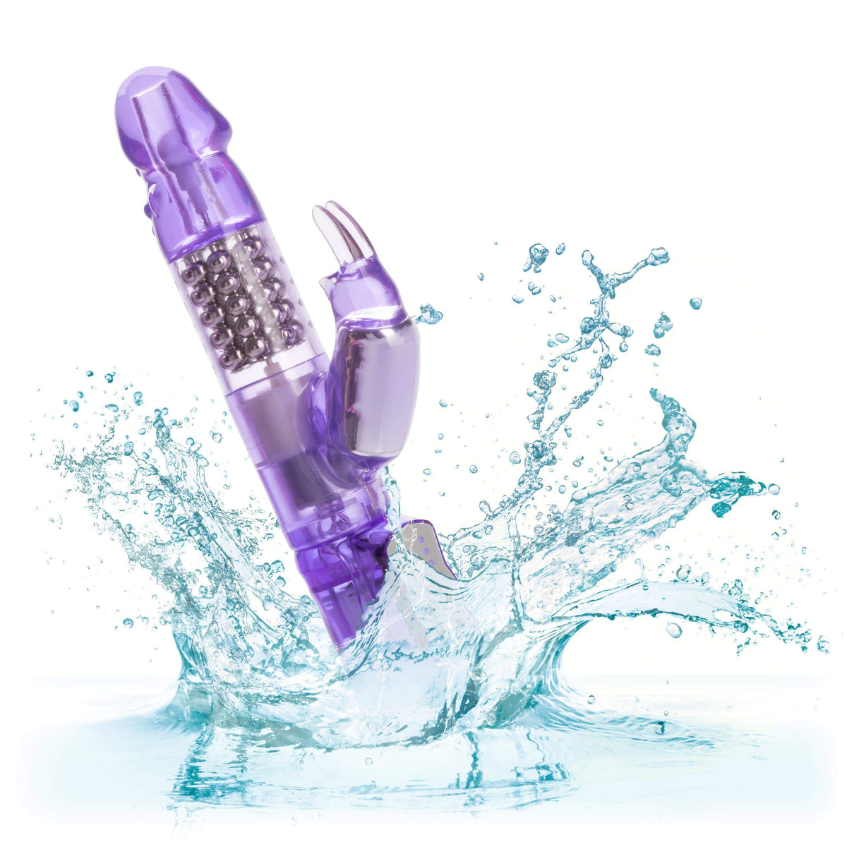 California Exotics - Jack Rabbit Waterproof 5 Rows Jack Rabbit Vibrator (Purple) Rabbit Dildo (Vibration) Non Rechargeable 716770040305 CherryAffairs