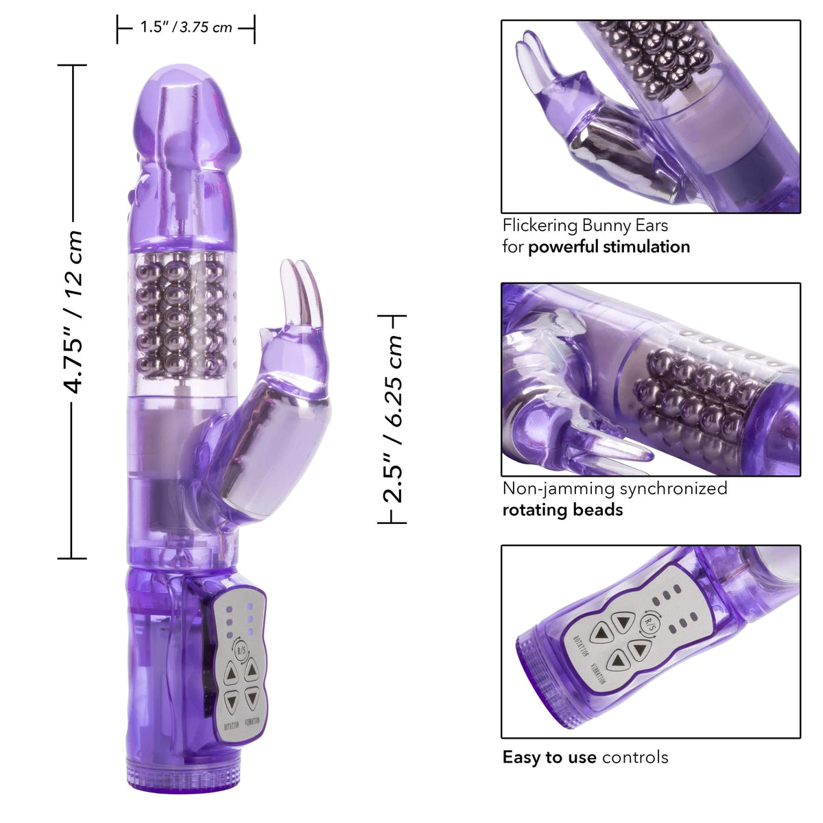 California Exotics - Jack Rabbit Waterproof 5 Rows Jack Rabbit Vibrator (Purple) Rabbit Dildo (Vibration) Non Rechargeable 274257727 CherryAffairs