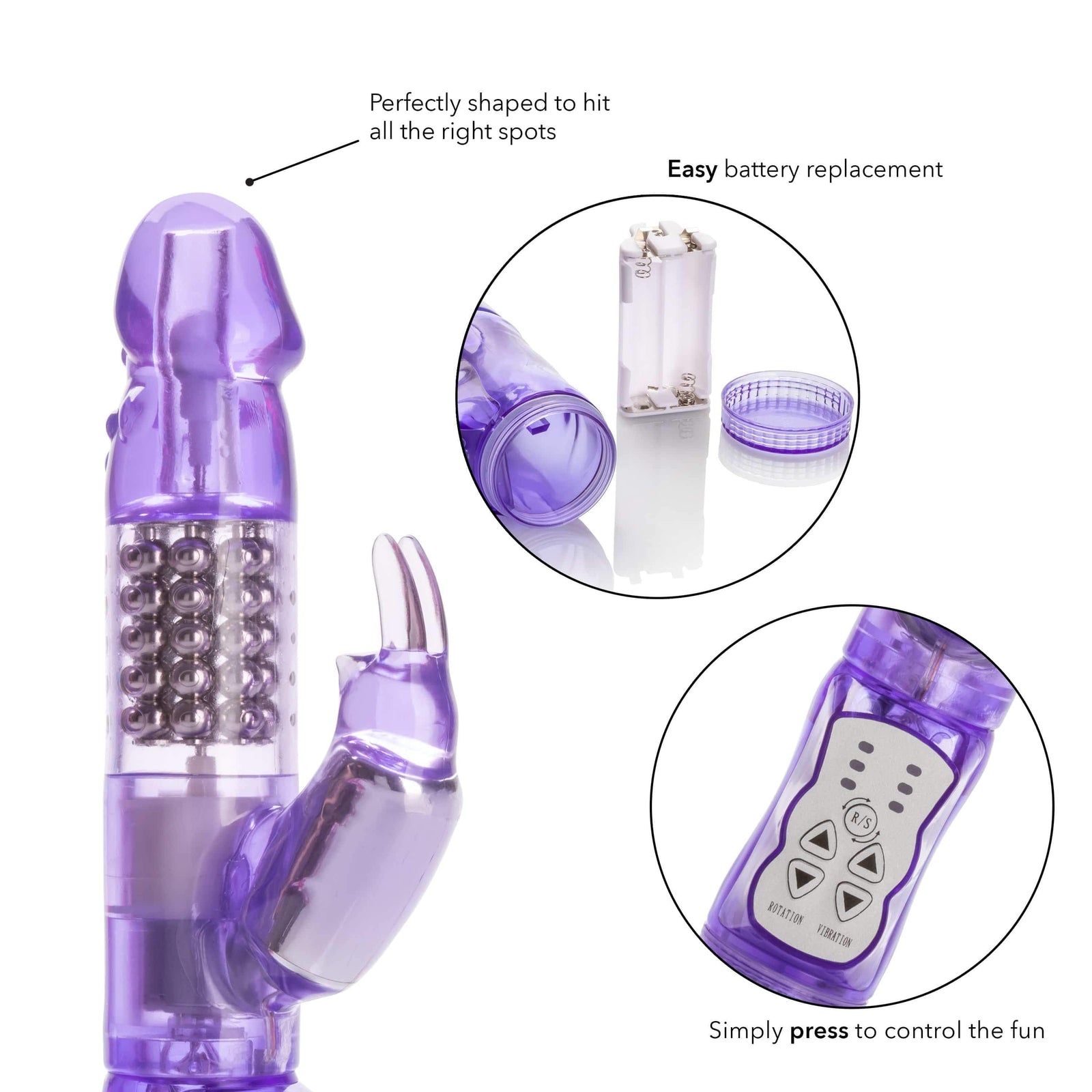 California Exotics - Jack Rabbit Waterproof 5 Rows Jack Rabbit Vibrator (Purple) Rabbit Dildo (Vibration) Non Rechargeable 274257727 CherryAffairs