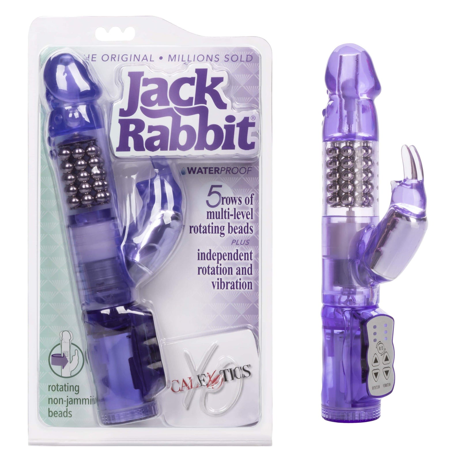 California Exotics - Jack Rabbit Waterproof 5 Rows Jack Rabbit Vibrator (Purple) Rabbit Dildo (Vibration) Non Rechargeable 716770040305 CherryAffairs