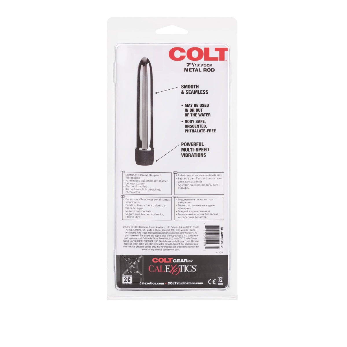 California Exotics - COLT Metal Rod Vibrator 7" (Silver) Non Realistic Dildo w/o suction cup (Vibration) Non Rechargeable 716770042972 CherryAffairs