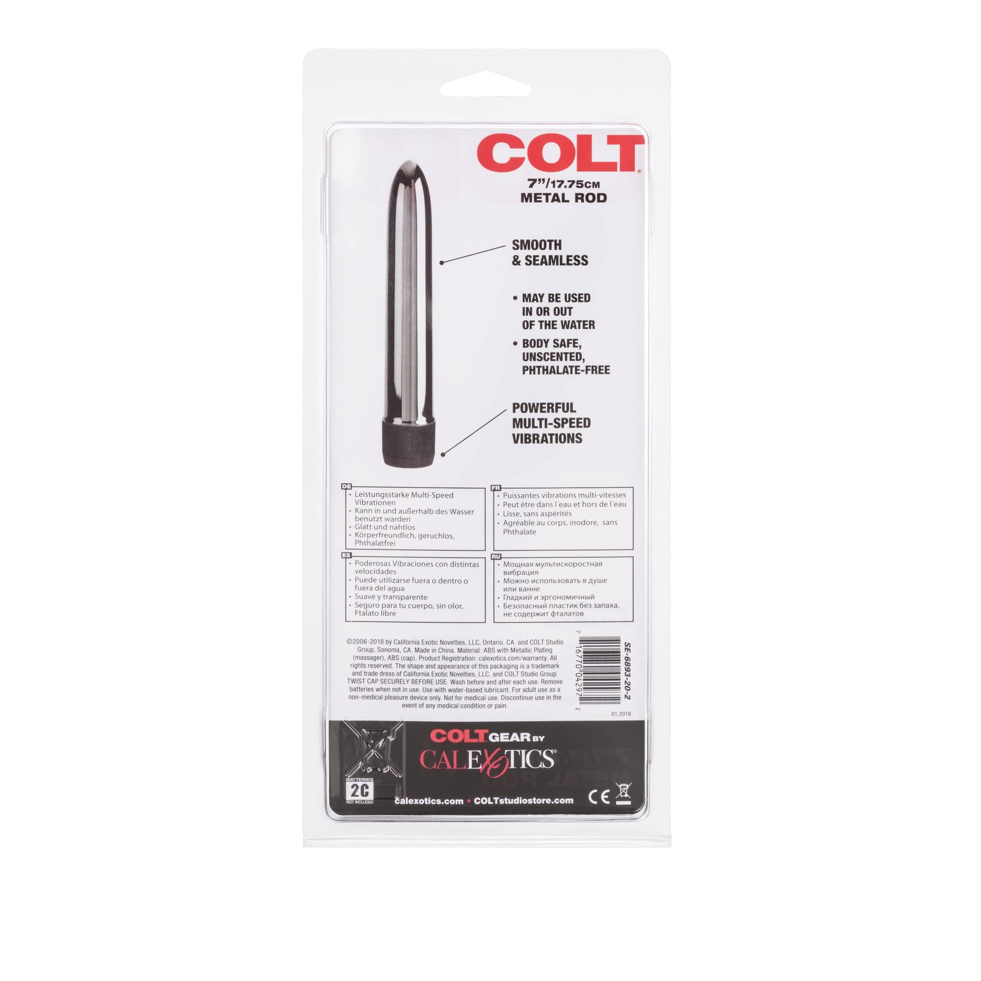 California Exotics - COLT Metal Rod Vibrator 7" (Silver) Non Realistic Dildo w/o suction cup (Vibration) Non Rechargeable 716770042972 CherryAffairs