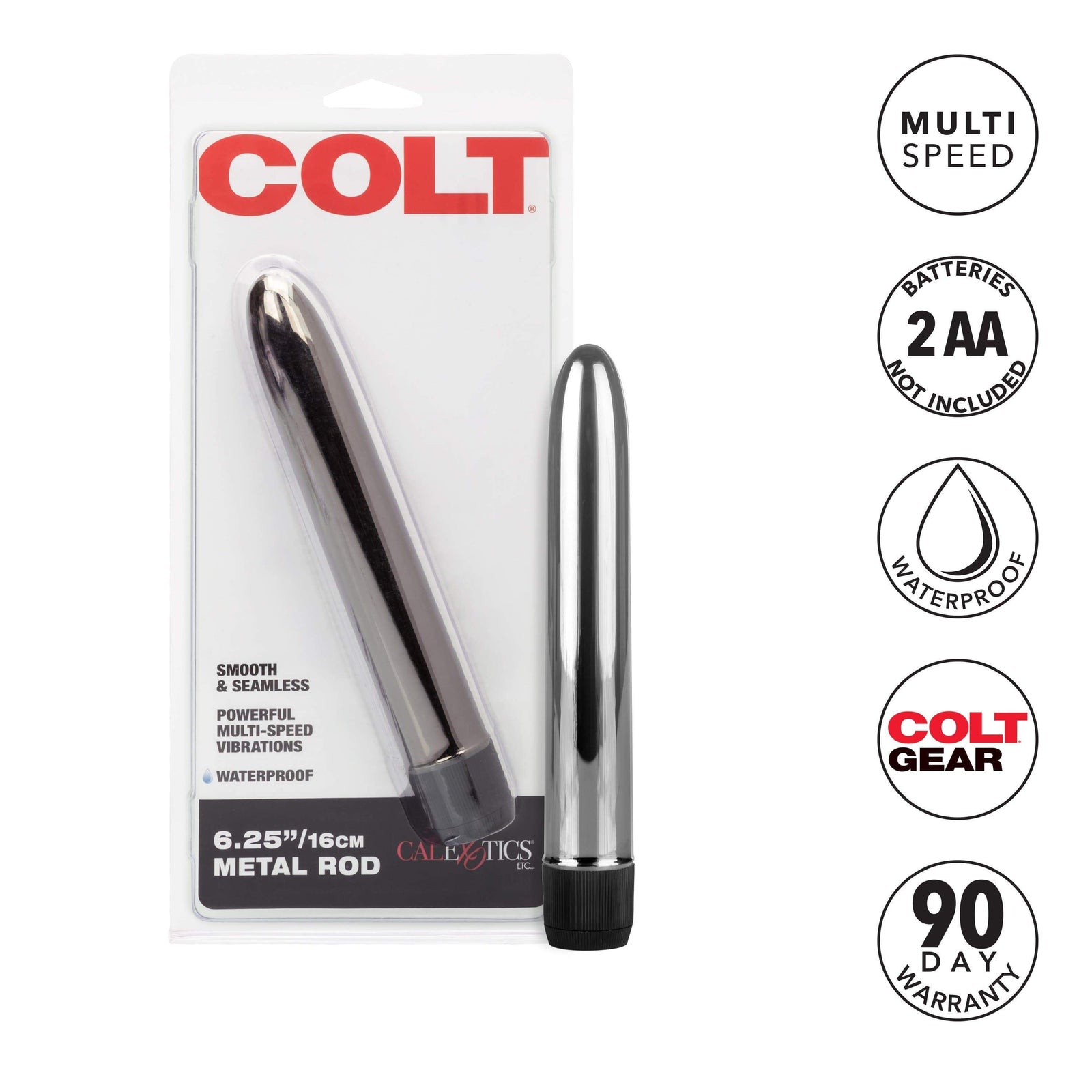 California Exotics - COLT Metal Rod Vibrator 6.25" (Silver) Non Realistic Dildo w/o suction cup (Vibration) Non Rechargeable 716770043061 CherryAffairs