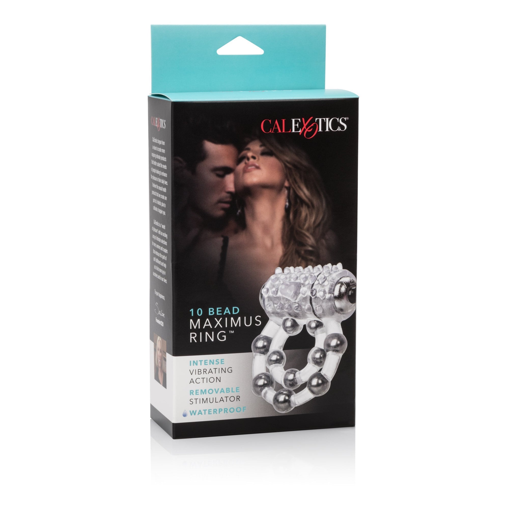 California Exotics - 10 Bead Maximus Cock Ring (White) Rubber Cock Ring (Vibration) Non Rechargeable Singapore