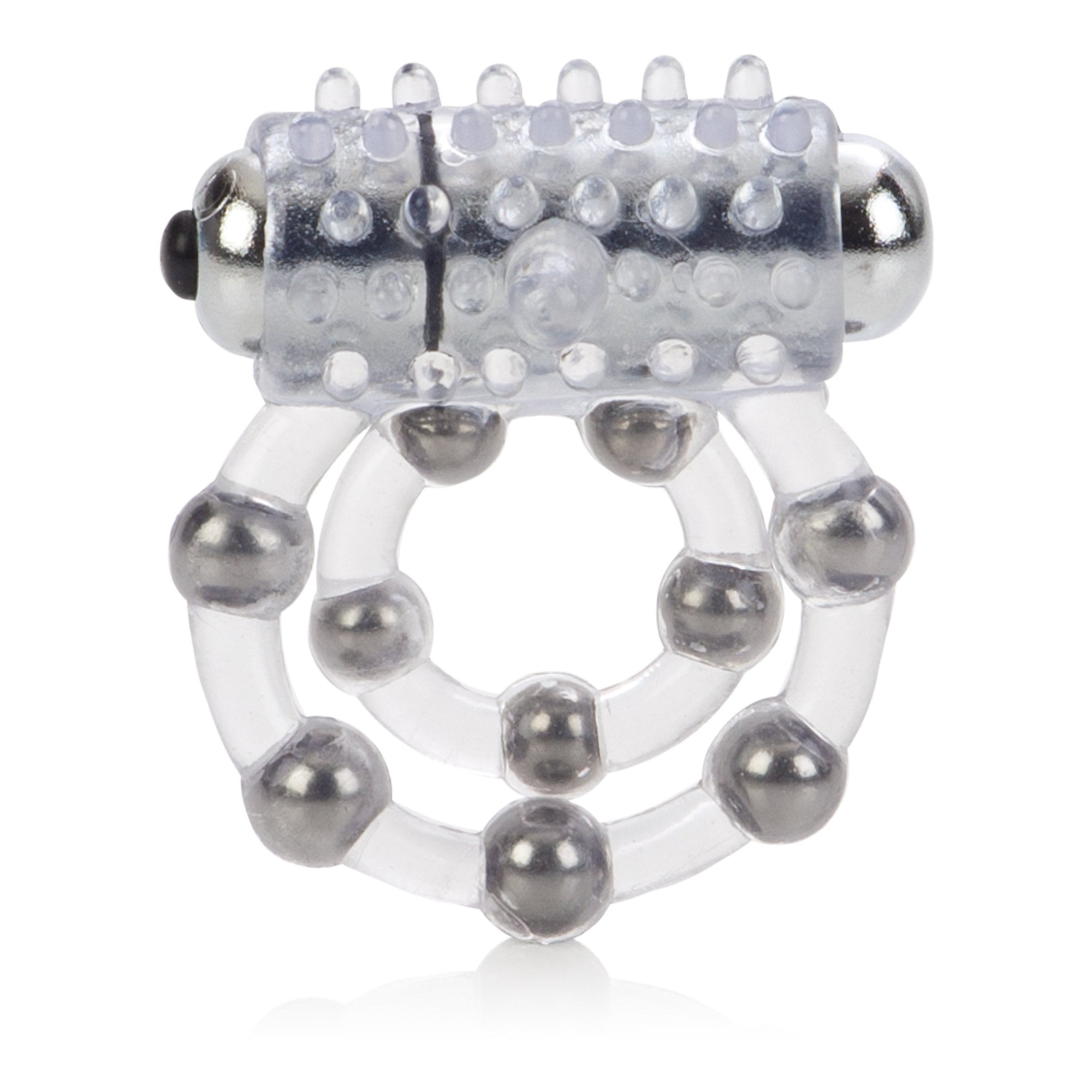 California Exotics - 10 Bead Maximus Cock Ring (White) Rubber Cock Ring (Vibration) Non Rechargeable Singapore