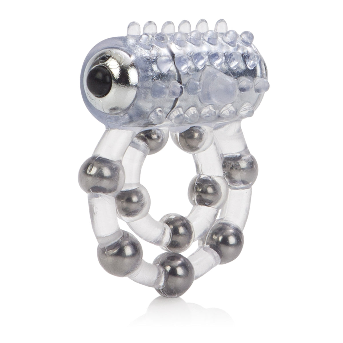 California Exotics - 10 Bead Maximus Cock Ring (White) Rubber Cock Ring (Vibration) Non Rechargeable Singapore