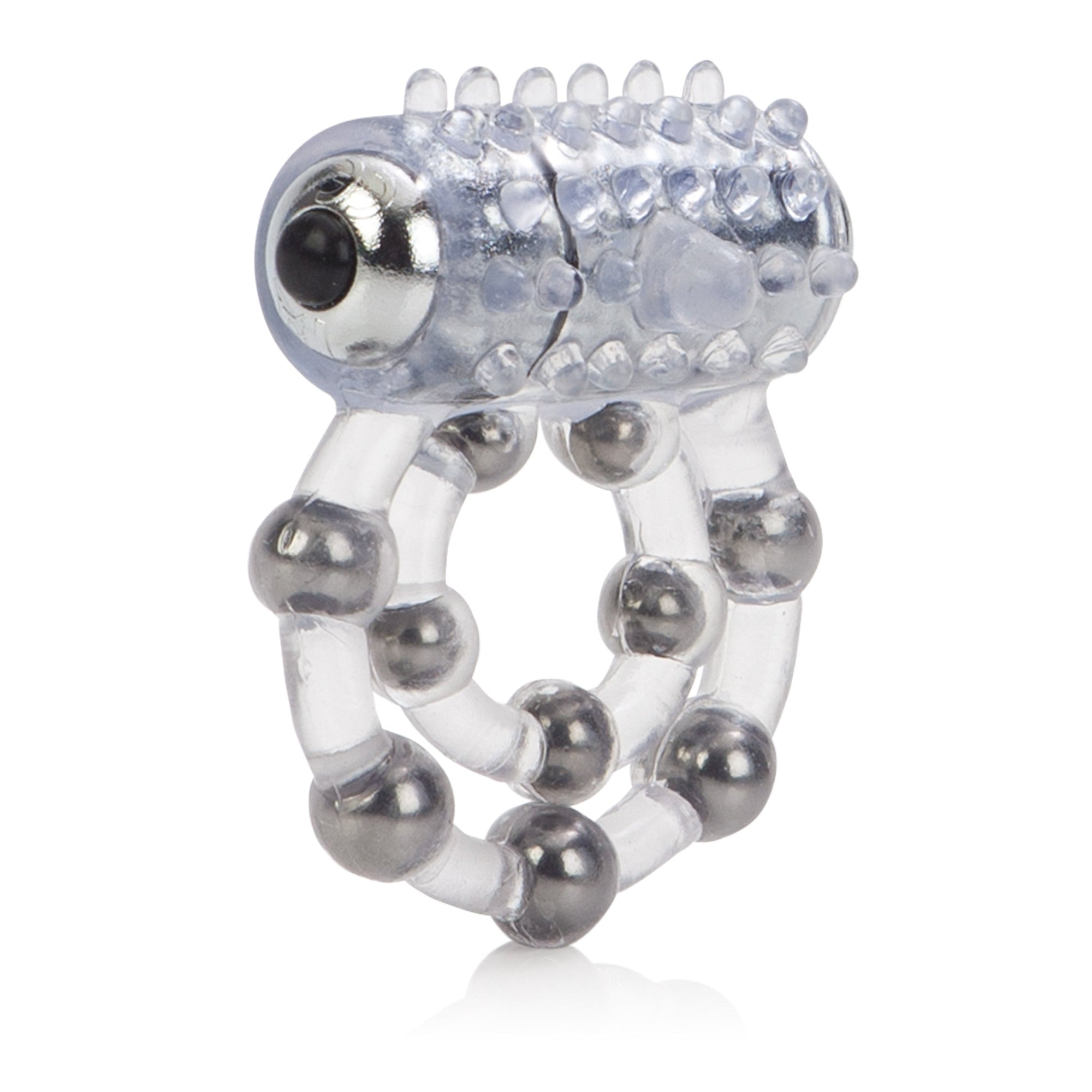 California Exotics - 10 Bead Maximus Cock Ring (White) Rubber Cock Ring (Vibration) Non Rechargeable Singapore