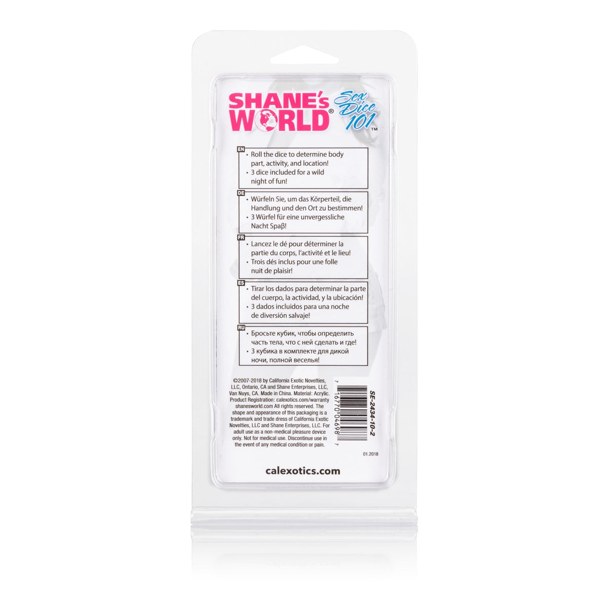 California Exotics - Shane's World Sex Dice 101 (Multi Colour) Games Singapore