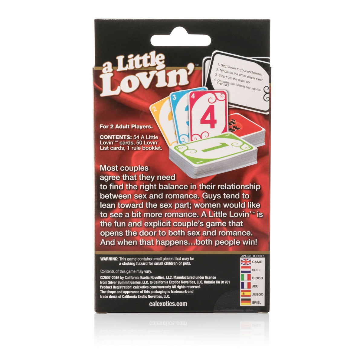 California Exotics - A Little Lovin' The Adult Card Game (Black) Games Singapore