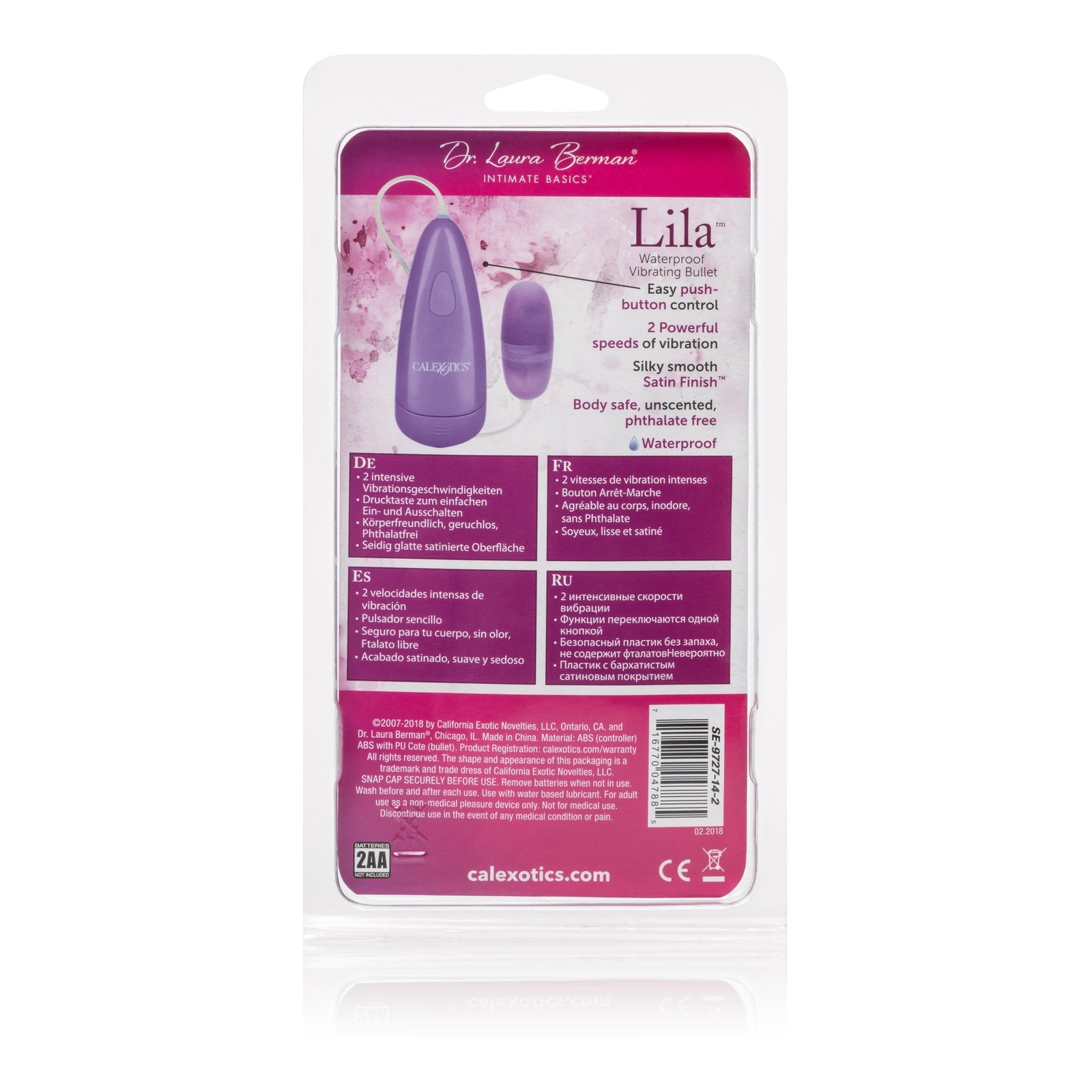 California Exotics - Dr Laura Berman Lila Vibrating Bullet (Purple) Wired Remote Control Egg (Vibration) Non Rechargeable Singapore