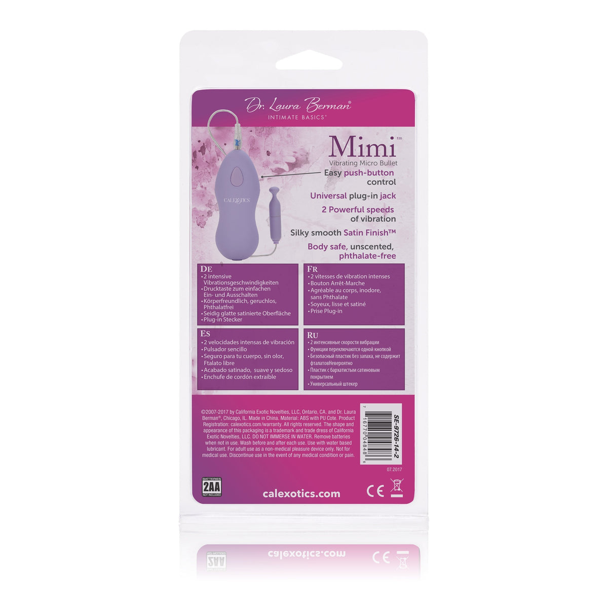 California Exotics - Dr Laura Berman Mimi Vibrating Micro Bullet (Purple) Wired Remote Control Egg (Vibration) Non Rechargeable Singapore
